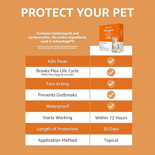 Miniatura 7 de Tienda Basics Tratamiento tópico preventivo contra pulgas para gatos medianos (5-9 libras), 6 unidades