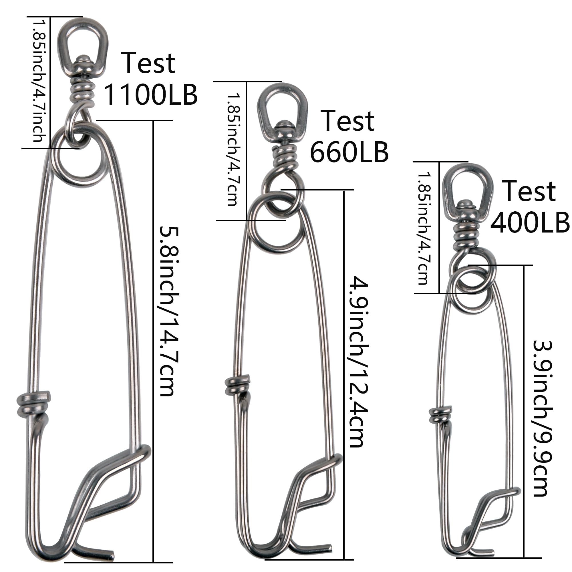 VATEICO Longline Snap Clips,3pcs/6pcs Stainless Steel Fishing Snaps Tuna Clips Long Line Branch Hangers Snaps Fishing Float Decoy Fishing Tackle Easy On/Off 4inch-3pcs