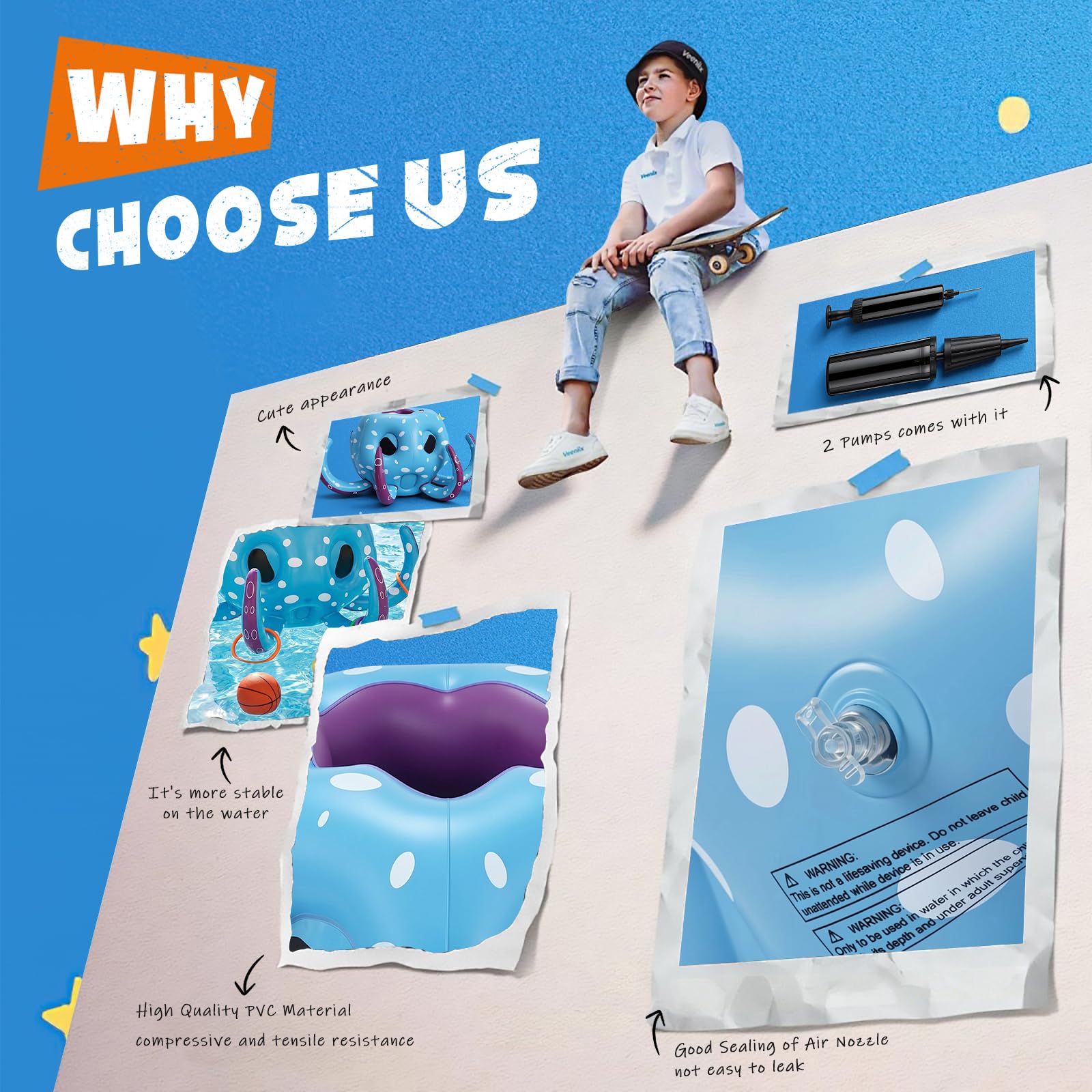 Juego de Piscina Hinchable Pulpo Niños, 2-en-1 Canasta de Baloncesto & Lanzamiento de Anillas, Juego Acuático Verano Playa, Regalo Cumpleaños para Niños Adultos Familia
