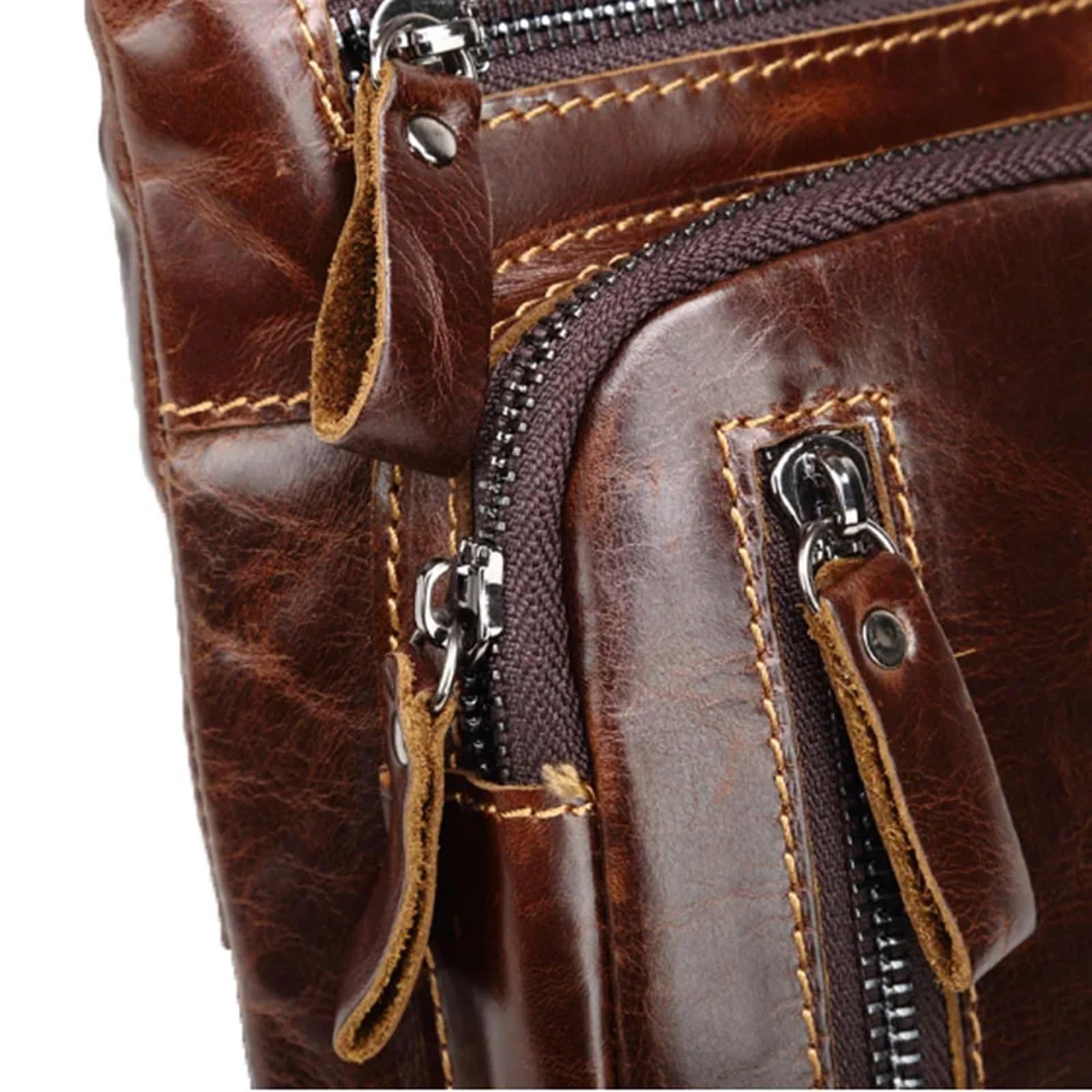 Borsa da Gamba a Goccia in Pelle di Mucca da Uomo, Marsupio da Motociclista, Marsupio da Cintura, Marsupio in Vera Pelle per Le Avventure all'aperto, Il pendolarismo(Brown)
