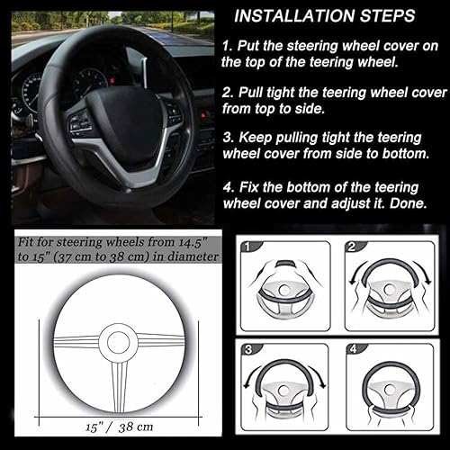 Miniatura 5 de Valleycomfy - Fundas para volante de piel de microfibra