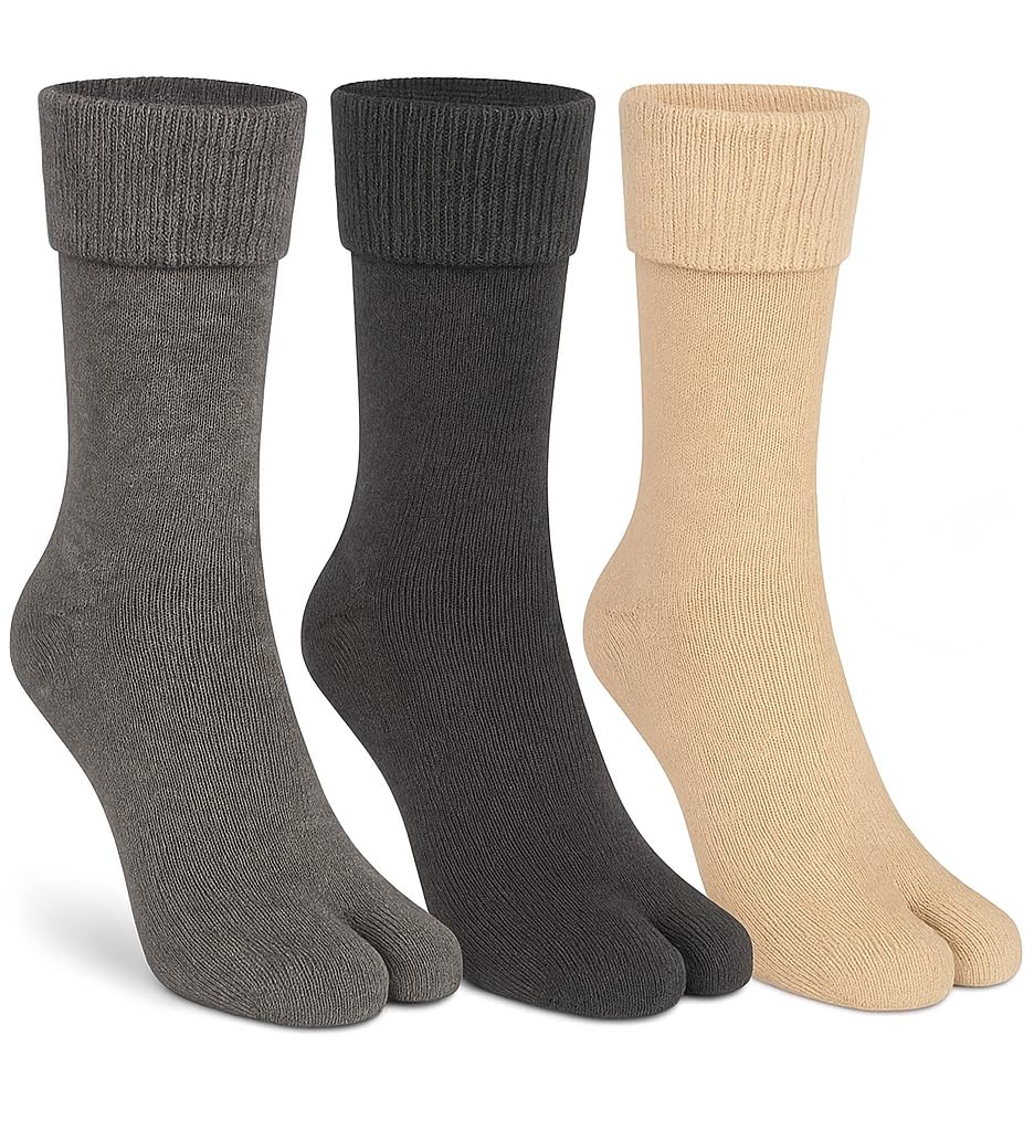 Men & Women's Heavy-Quality Woollen Thumb Winter Socks, Calf-Length/Mid-Calf | Towel Knit Inside | Set of 3 Dusty Shades-image-19