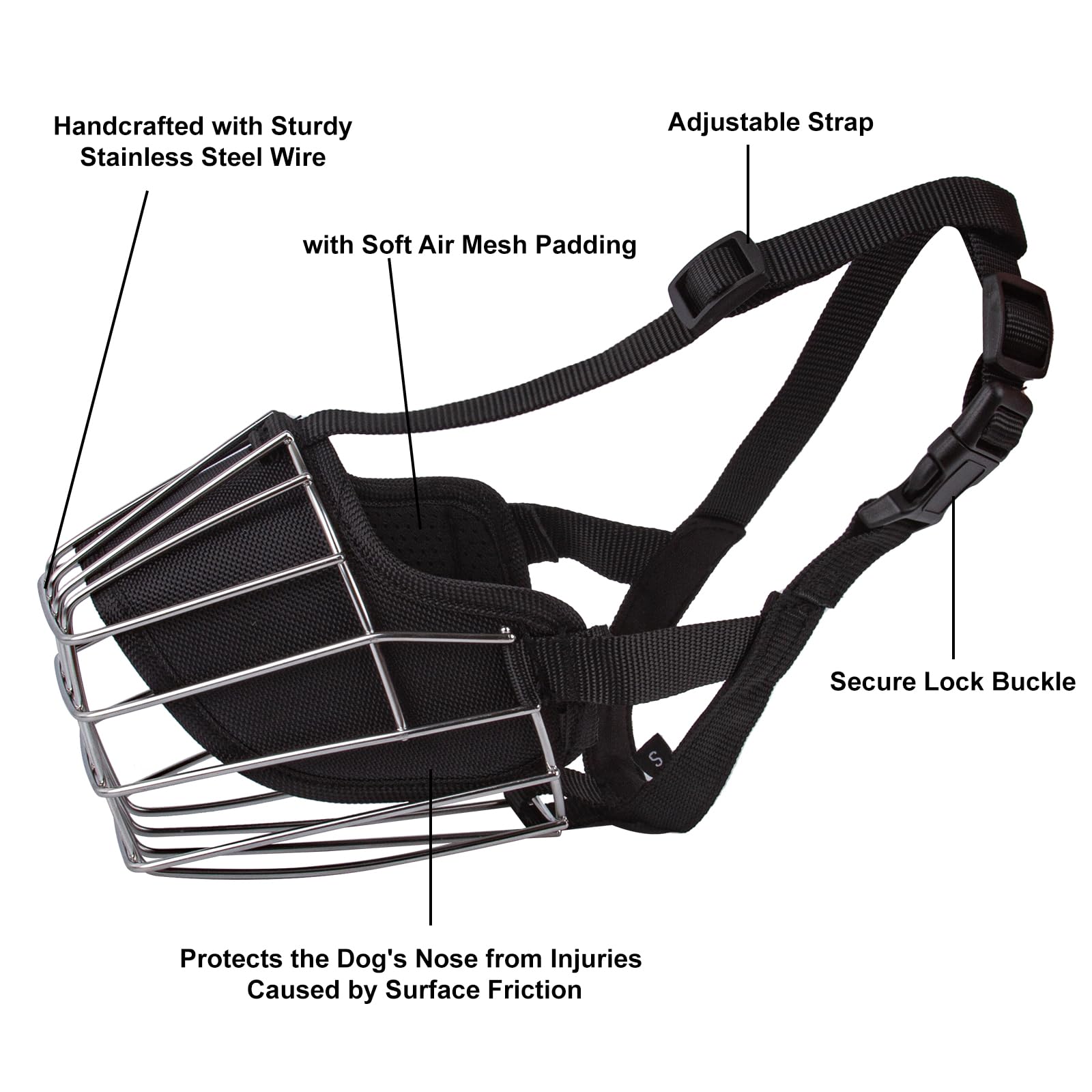 Muselière réglable en métal durable pour chien Taille L
