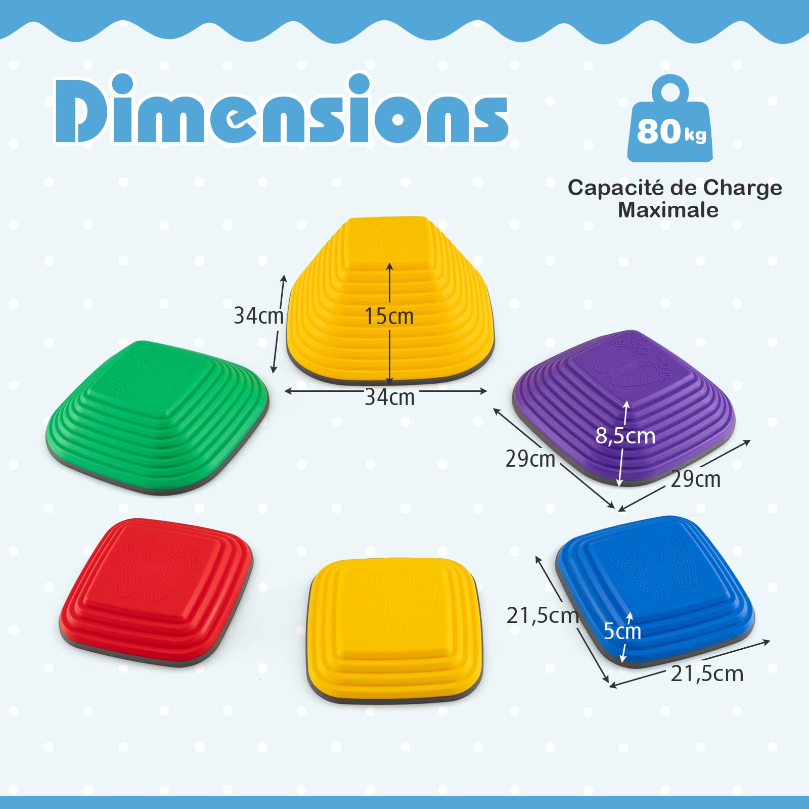 DREAMADE Pierres d'Équilibre Empilables pour Enfants, Parcours de Motricité, Antidérapantes, Jouets Sensoriels 3+