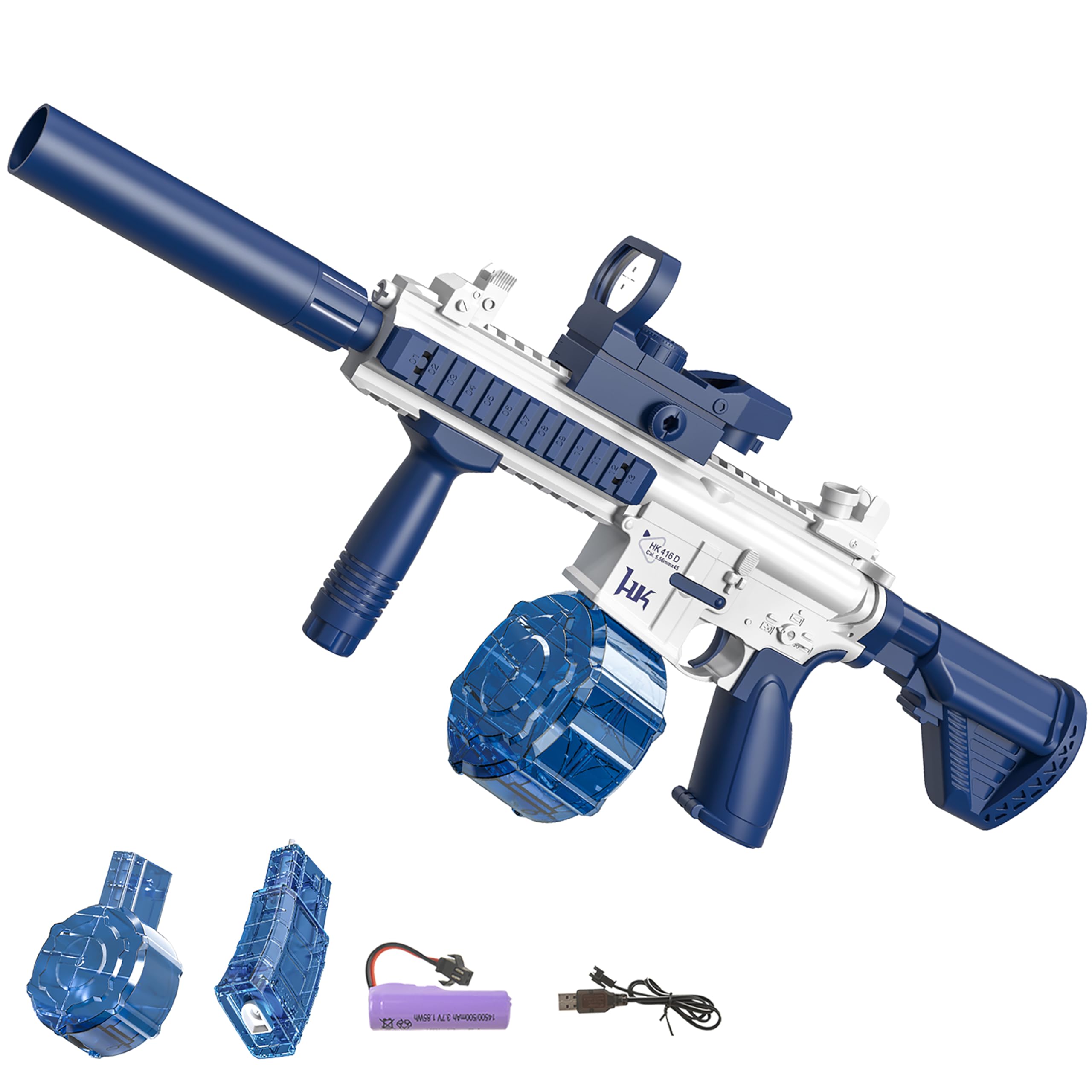 Electric Water Gun, Water Guns for Adults Kids, Double Magazine 370CC+120CC Large Capacity Water Gun, Up to 25 FT Long Range, Pool, Beach, Outdoor Activities