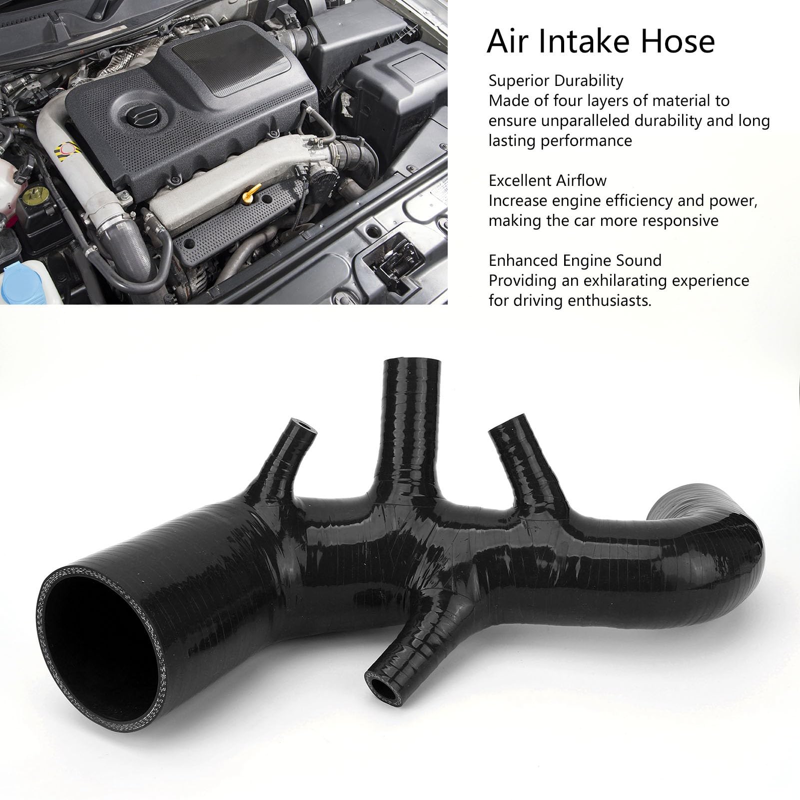 Reemplazo para TT 8N MK1 1.8T 225PS BAM 1998-2005 Tubo de Admisión de Aire, Manguera de Admisión de Silicona Flujo de Aire Mejorado (Negro)