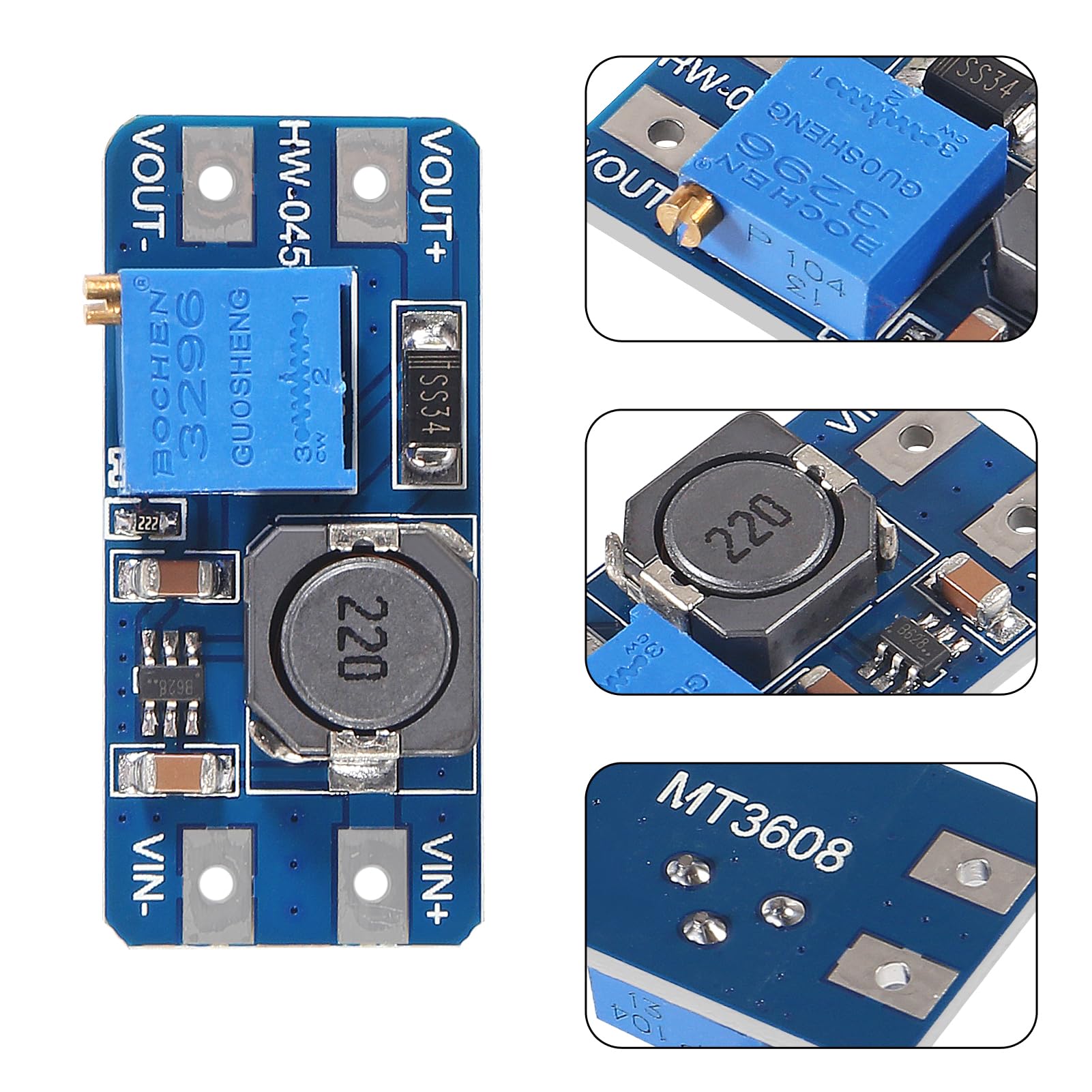 Snapklik.com : 5pcs MT3608 DC-DC Boost Converter 2A Adjustable Step Up ...