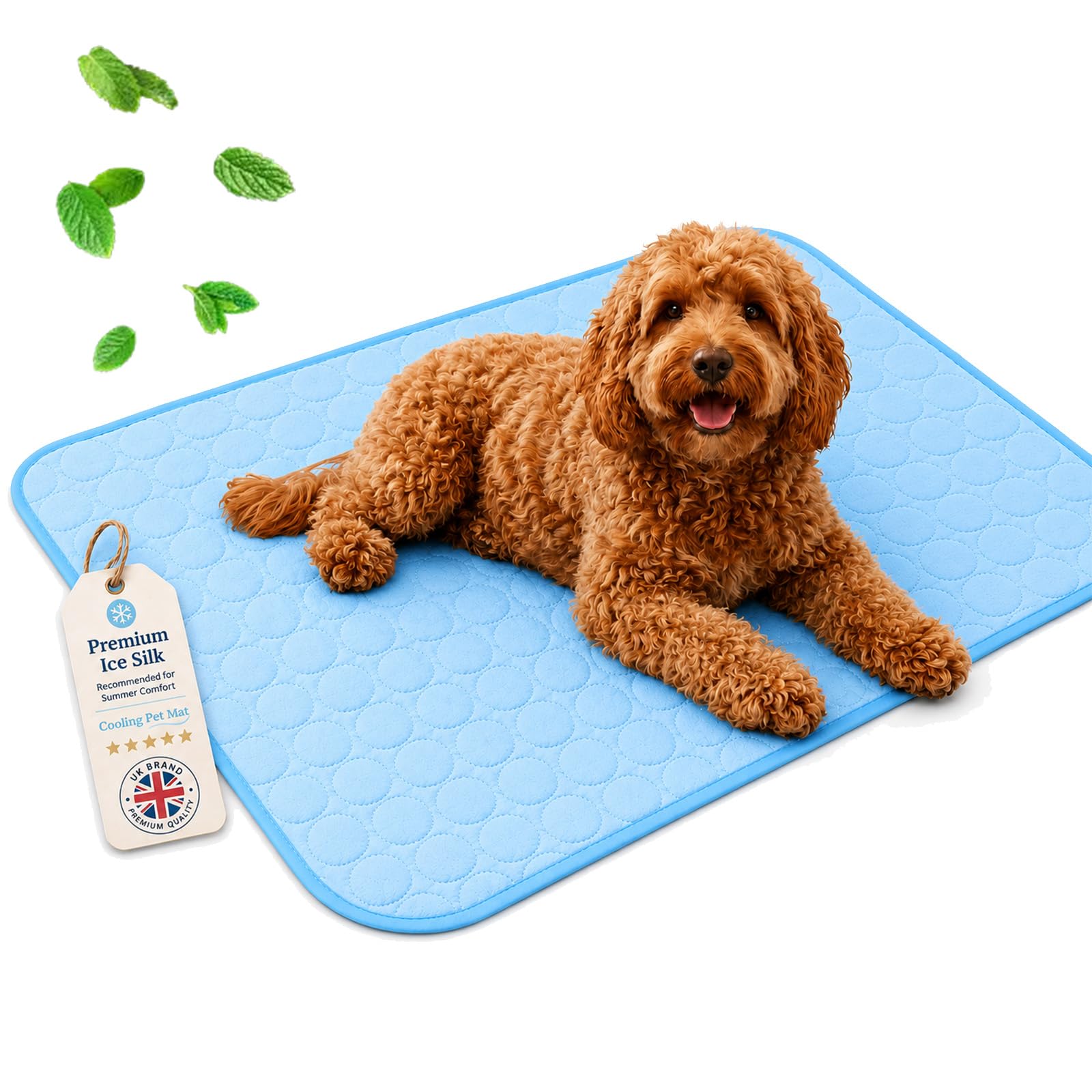 ChillPaws Cooling Mat - Original Chilli Paws Cooling Mat, Washable Ice Silk Self, Cooling Dog Blanket with Chemical-Free Ice Silk Fabric for Crates Sofas & Summer Garden Relaxation (Blue 1,50x40cm)