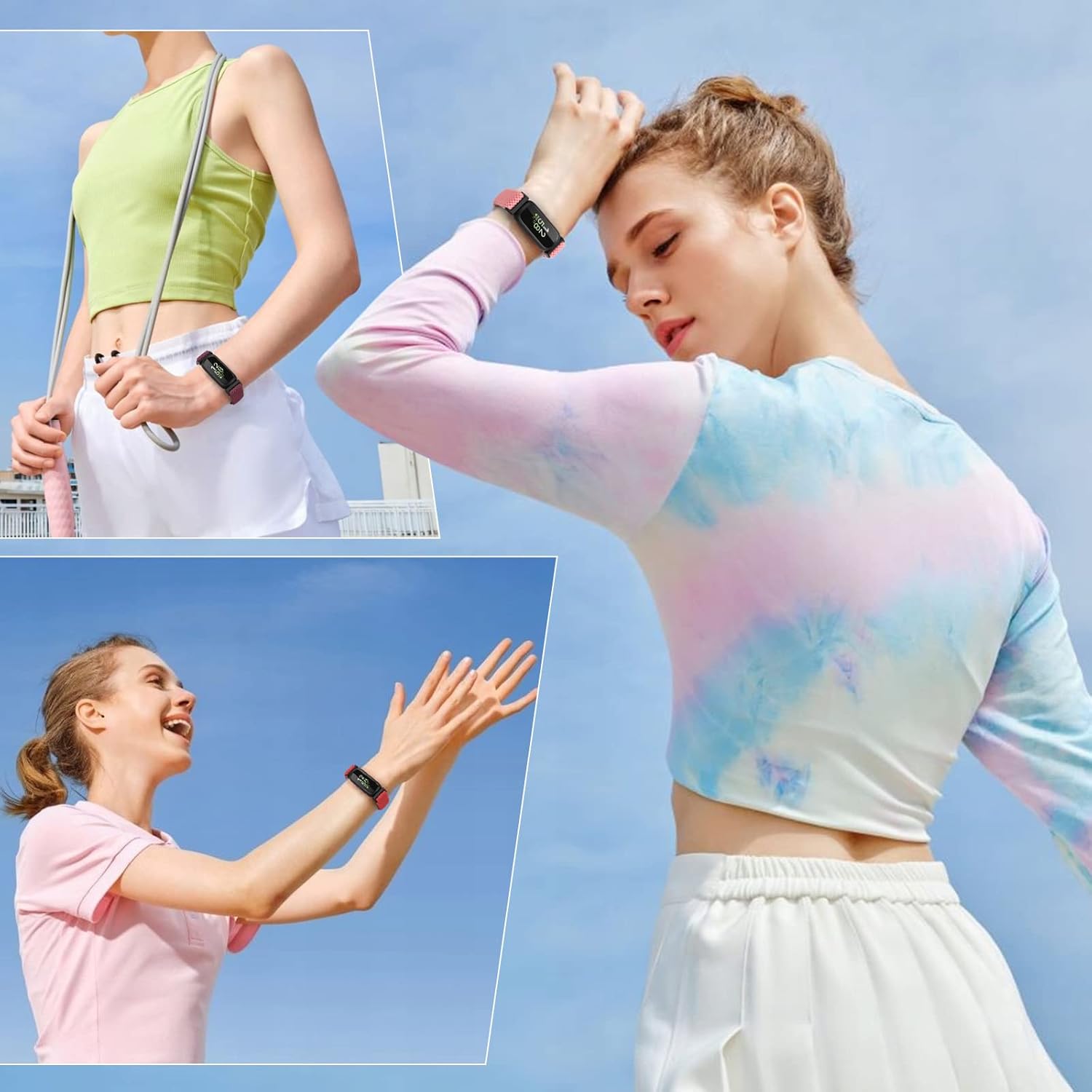 4 Pack Bands Compatible with Fitbit Inspire 3/Inspire 2/Inspire/Inspire HR/Ace 3/Ace 2 Band, Elastic Adjustable Nylon Loop Straps Replacement Sport Stretchy Wristband for Women Men - Image 6