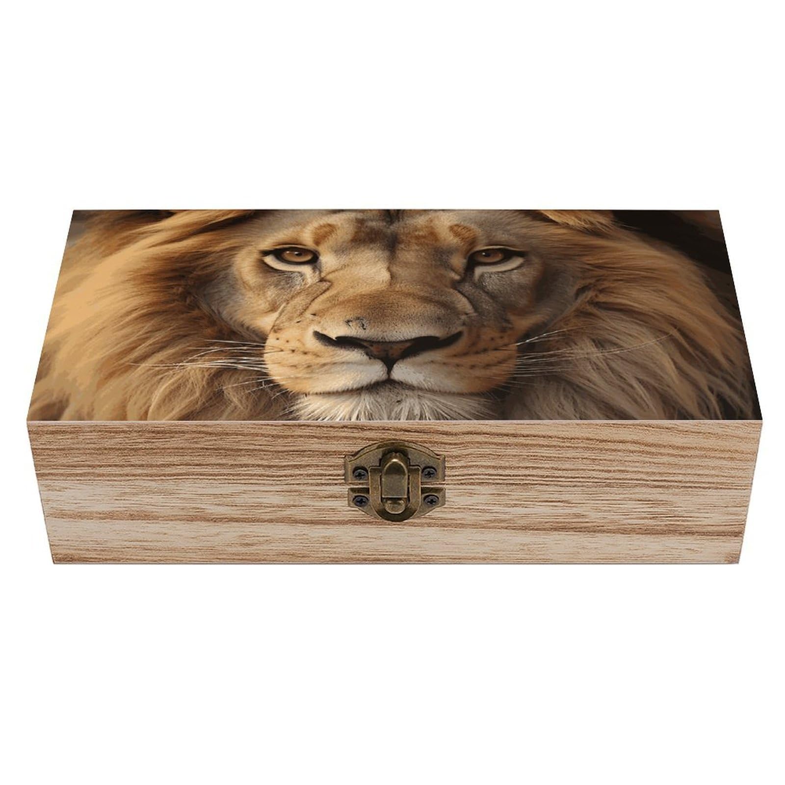FodPand Decorative Keepsake Box Wooden Storage Boxes with Hinged Lid Handmade African Lion Head Wood Organizer Memory Treasure Box for Jewelry Craft Card Photo Storage Wedding Bridal Shower Gifts