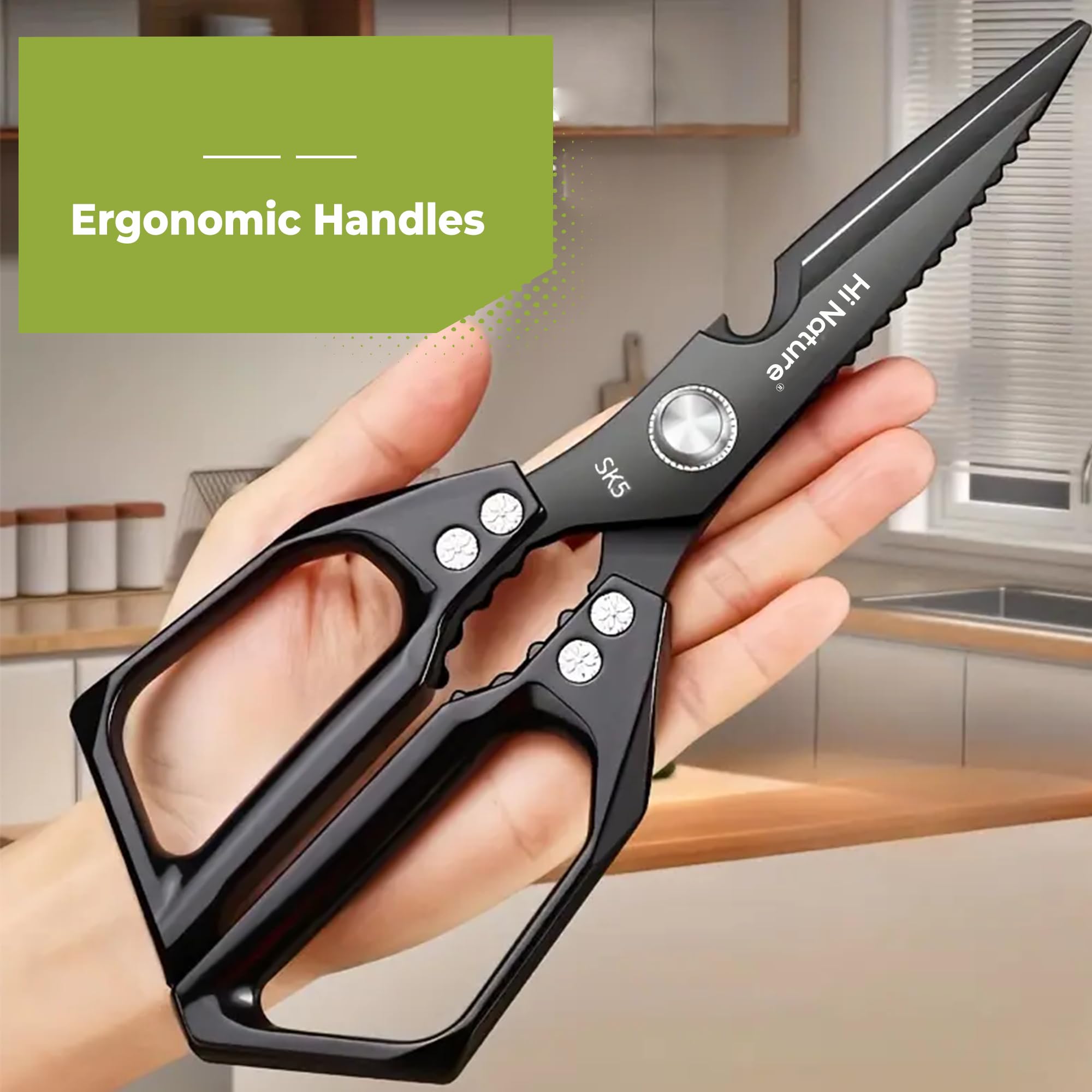 Forbici da Cucina Professionali in Acciaio Inox Hi Nature Multiuso con Coprilama Protettivo