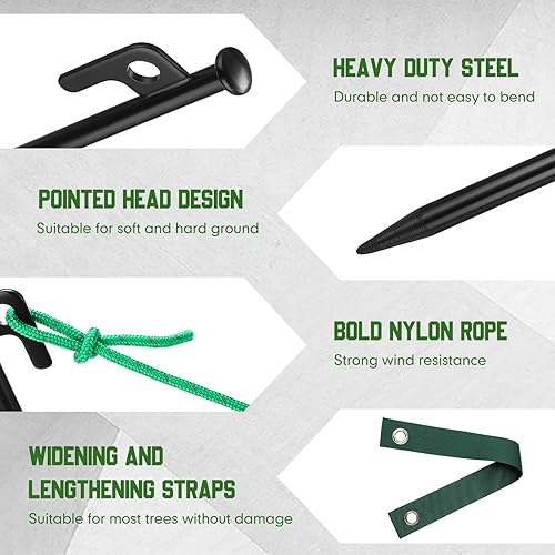 Miniatura 5 de Suzile Juego de 48 estacas para árbol de alta resistencia, kit de soporte de anclaje para árbol joven, kit de enderezamiento de árboles jóvenes,