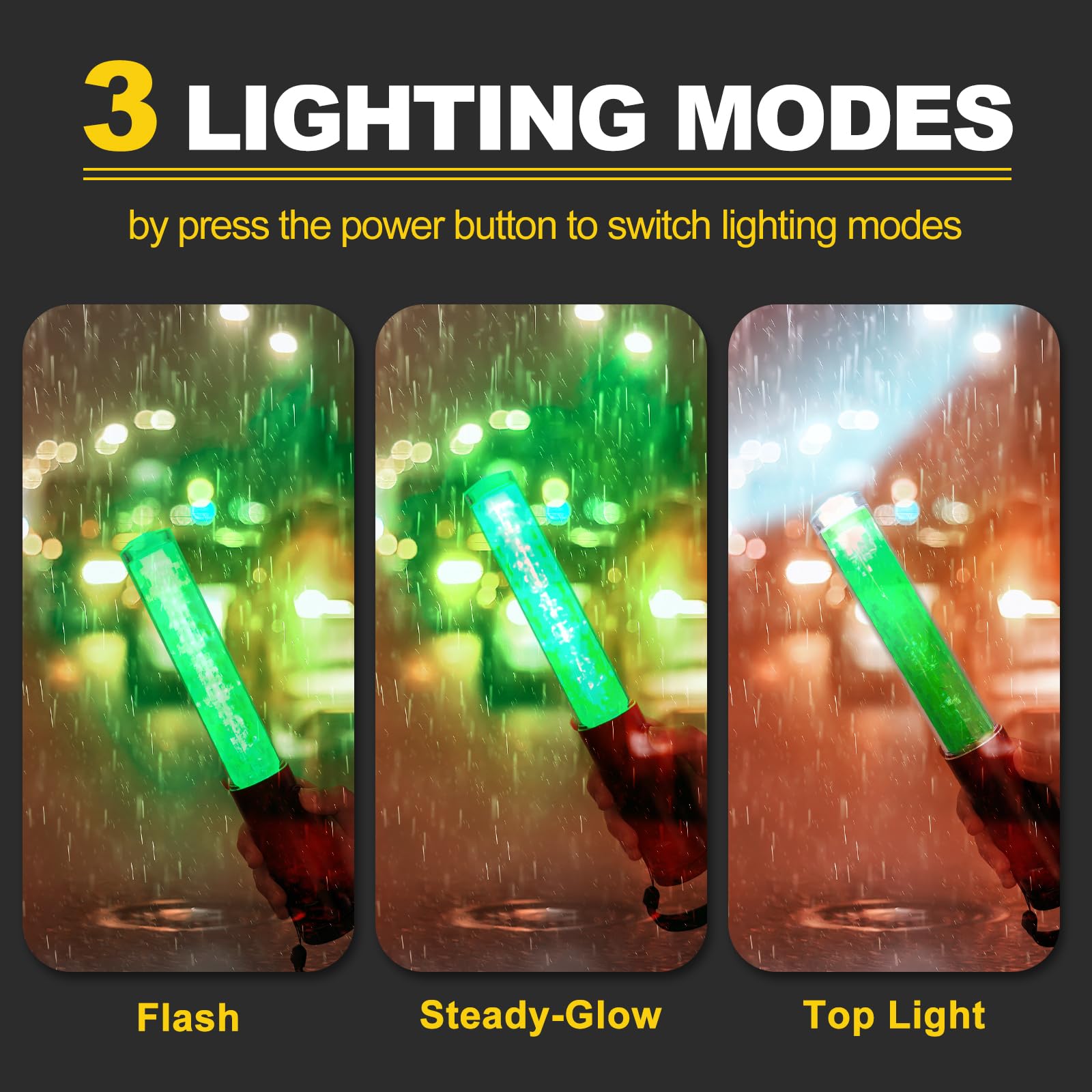 PATIKIL 4 Pack Barra de Señalización de Tráfico de 11 Pulgadas, Linterna LED de Control de Tráfico Aéreo con 3 Modos de Destello, Clip Lateral, Correa de Muñeca y Cordón, Verde