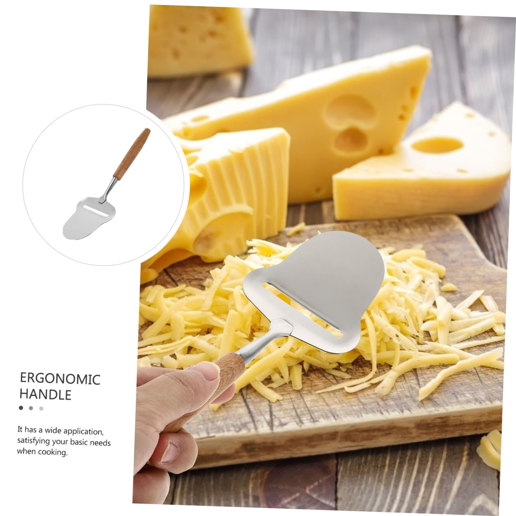 Cabilock 1Pc Stainless Steel Cheese Slicer with Handle Practical Butter Cutter for Easy Slicing of Cheese Butter and Domestic Kitchen Utensil Khaki Color
