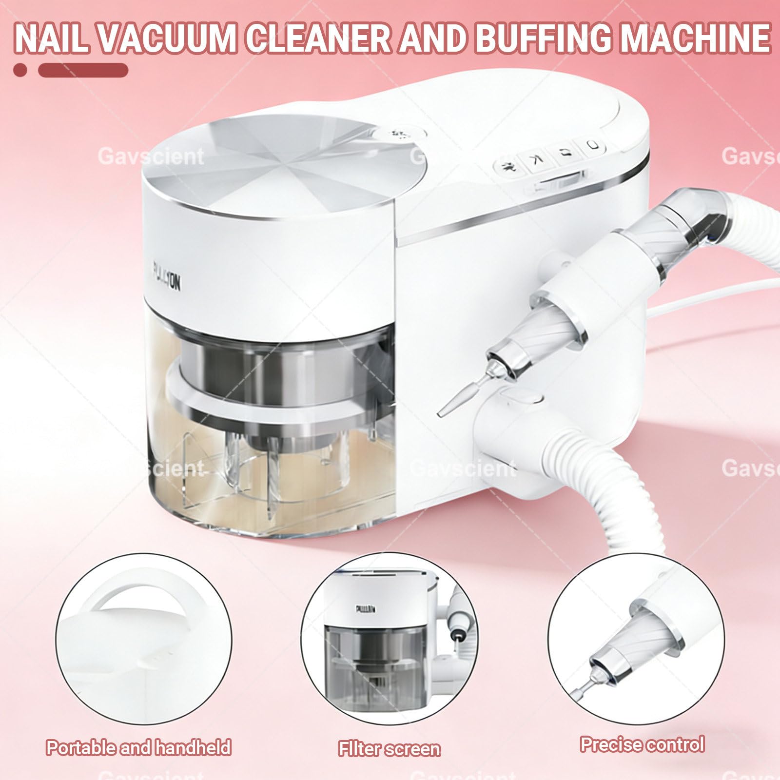 Kit de colector de polvo y taladro de uñas con bajo ruido y succión ajustable para manicura en salón y hogar