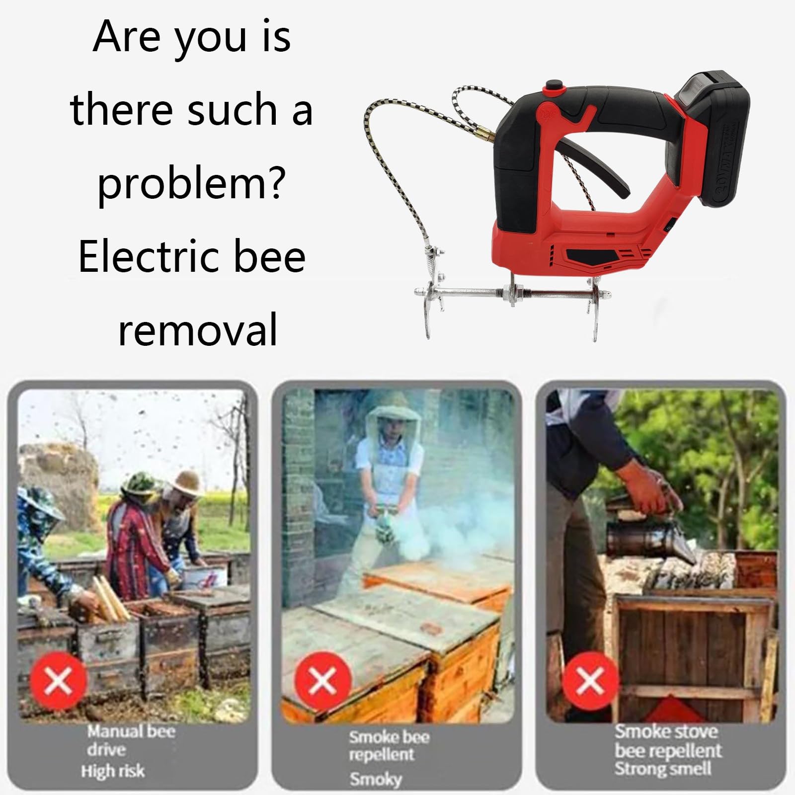 Máquina para Sacudir el Marco de la Colmena, Sacudidor Eléctrico para Abejas, Removedor de Abejas Recargable, Velocidad 0-4, inalámbrico, para Apicultores de Granjas de Abejas,Blue