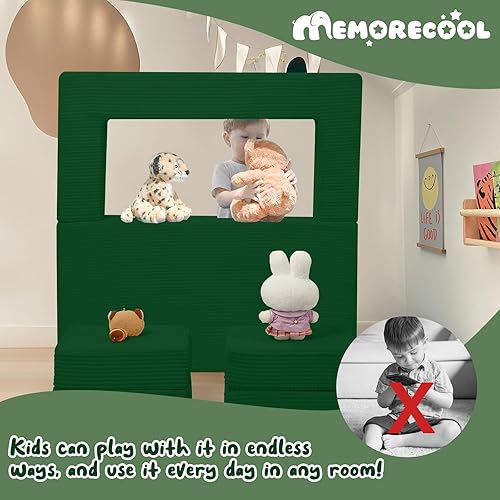 Miniatura 23 de MeMoreCool Sofá modular para niños, sofá convertible suave para niños, silla de espuma de felpa plegable gris para diversión en la sala de juegos de