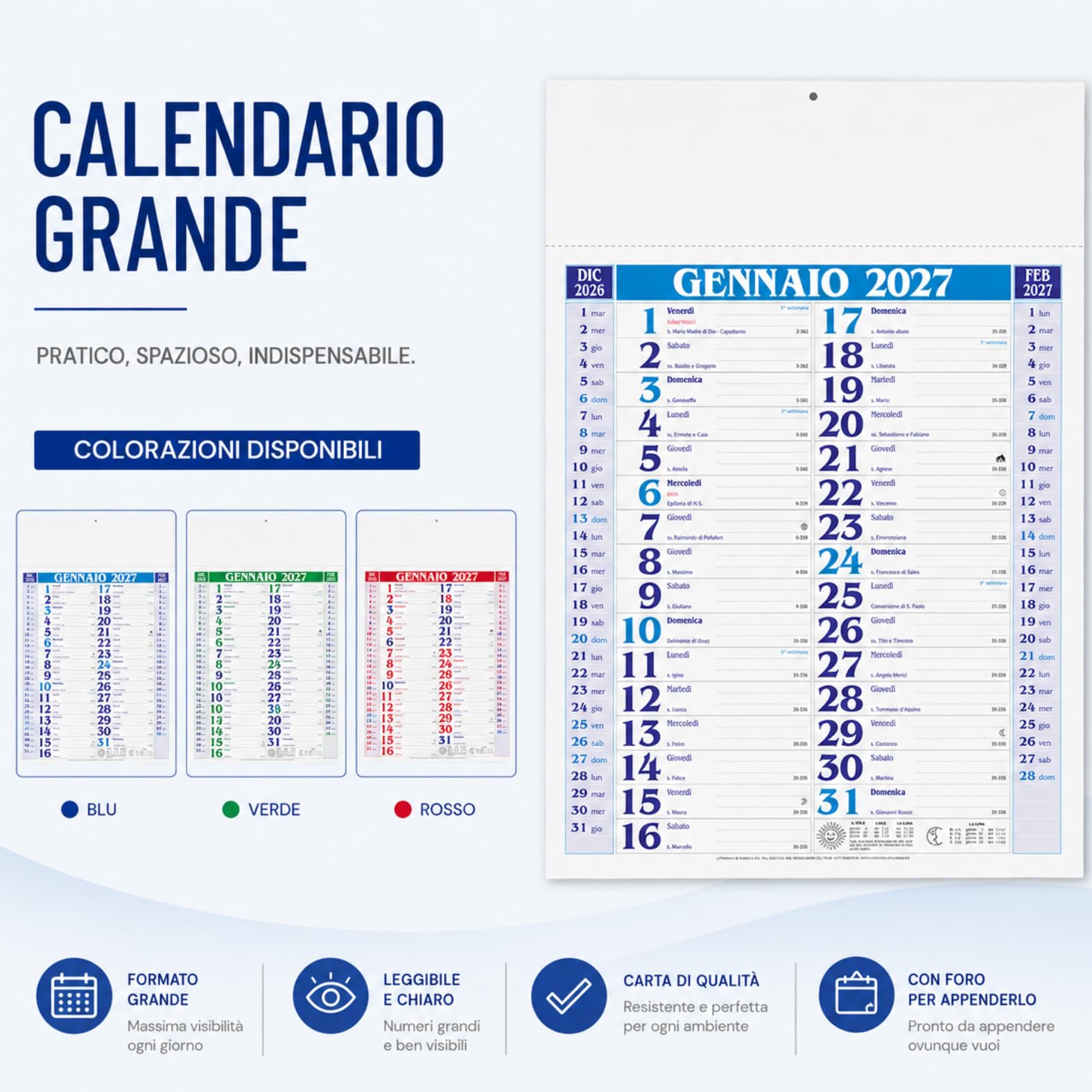 Calendari Personalizzati 2027 in Stock da 100 Pezzi Olandesi Grandi da Muro Notes sul Retro per Gadget Pubblicitari di Fine Anno e come Omaggio per i Clienti o Regali Aziendali | PA650