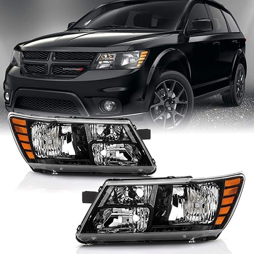ACANII - For 2009-2020 Dodge Journey Black Housing Factory Headlights Headlamps Assembly Replacement Pair Set Left+Right