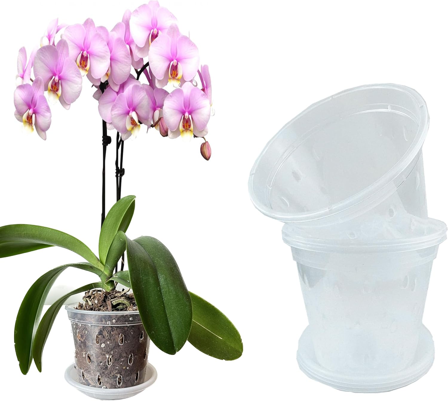 Mesoar 17cm Orchid Pots,Clear Plastic Orchid Pots with Holes and