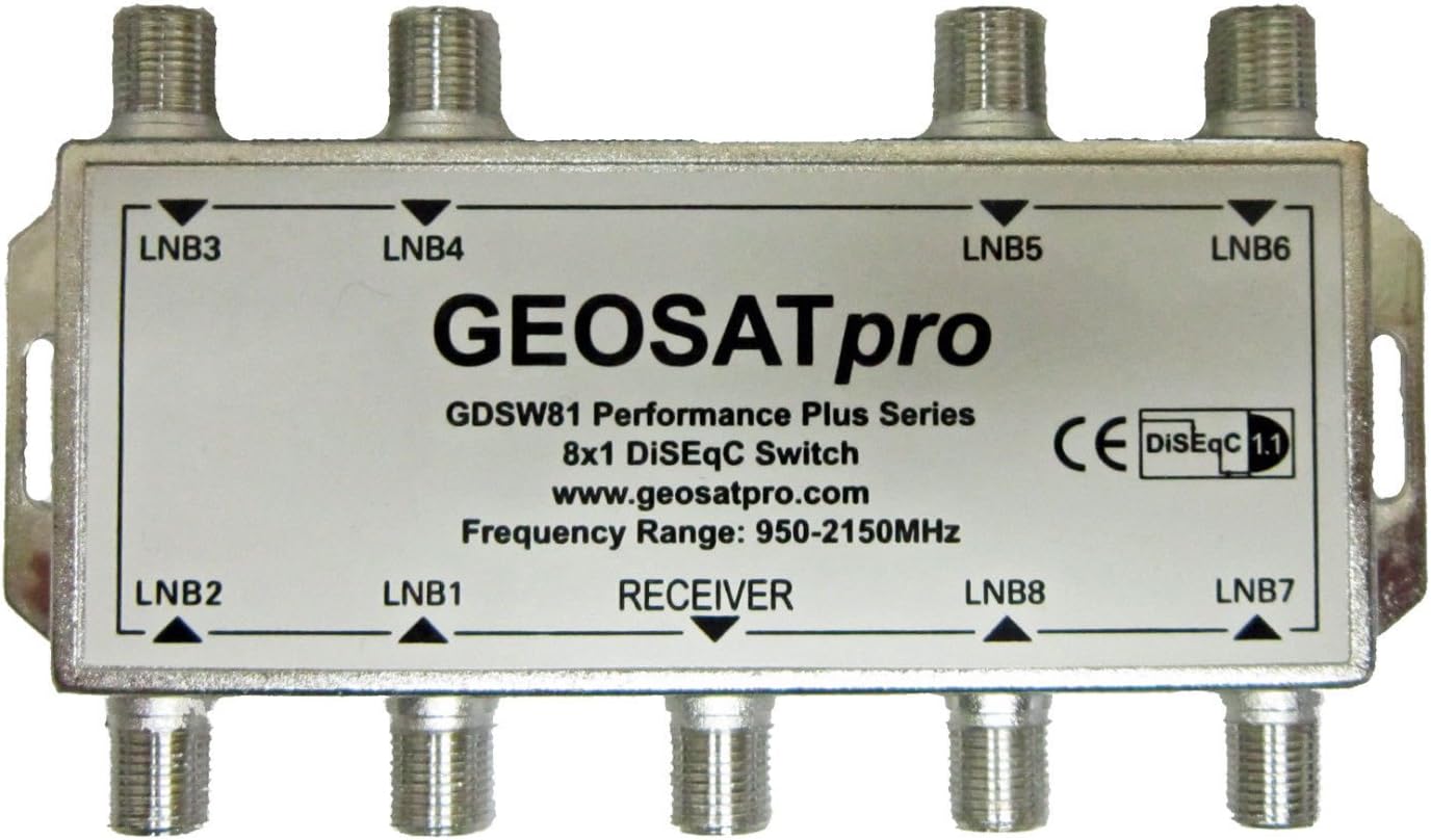 8x1 DiSEqC 1.1 Model GDSW81 8X1 Multi Switch FTA Cascadable Stackable