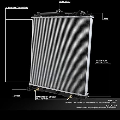 Miniatura 2 de DNA Motoring OEM-RA-2807 Radiador de refrigeración de aluminio de 1 fila estilo OE compatible con 05-18 Frontier  05-12 Pathfinder AT, 27-316