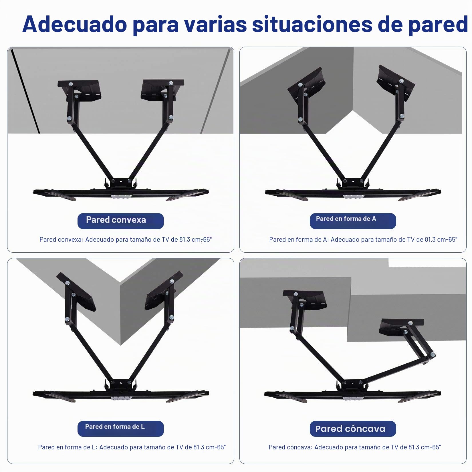 Medla Soporte de Pared para TV Giratorio, Soporte Pared TV para Esquina inclinable para televisores de Plasma LCD LED de 32-65 Pulgadas VESA 600 x 400 Soporta 45 kg
