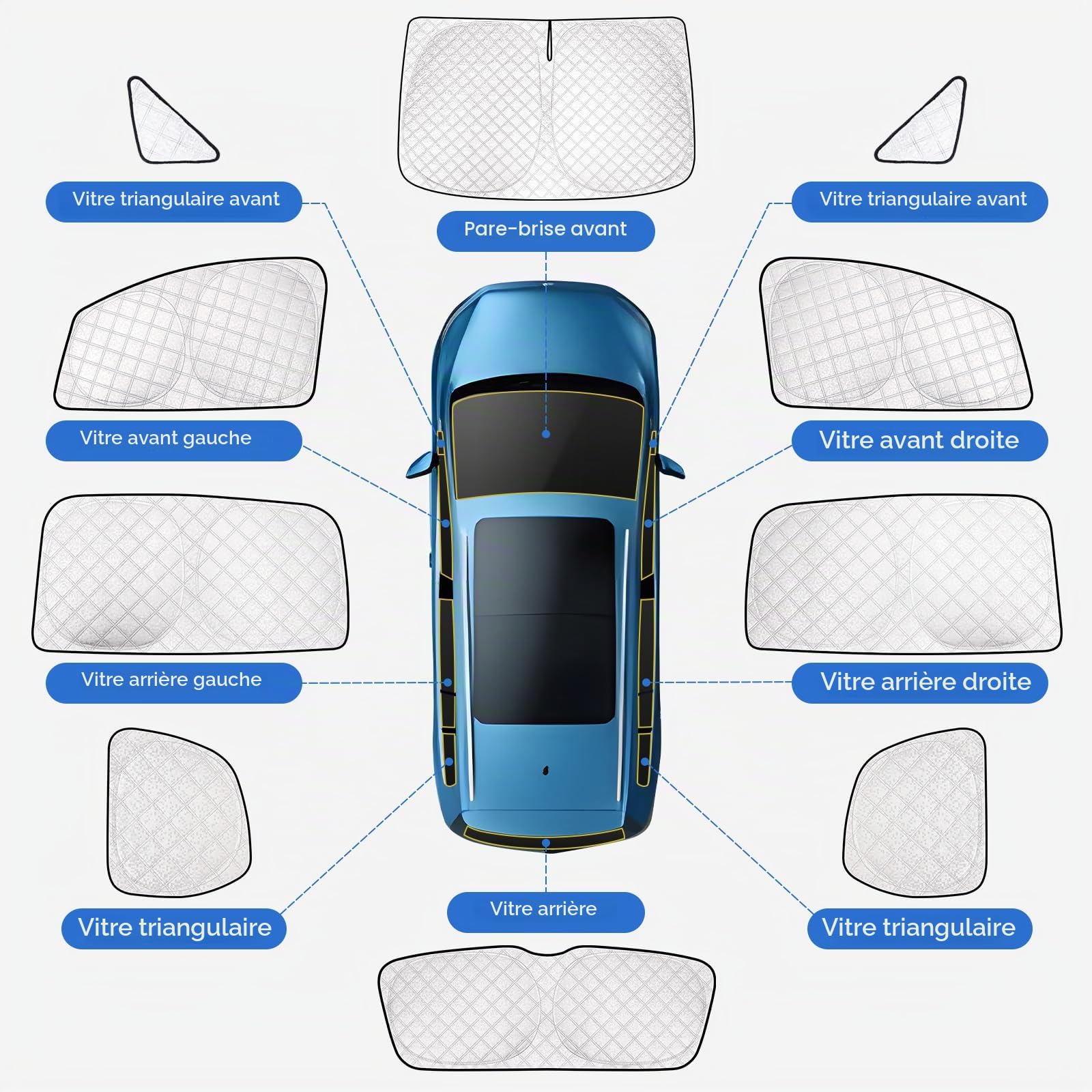 ZATOOTO Pare Soleil Voiture pour VW Touran 2016-2024, Pare-Vue Voiture | Occultation Vitre Voiture, Kit Complet Isolation Thermique, Pare-Brise Avant, Vitres Latérales et Arrière, Montage Facile