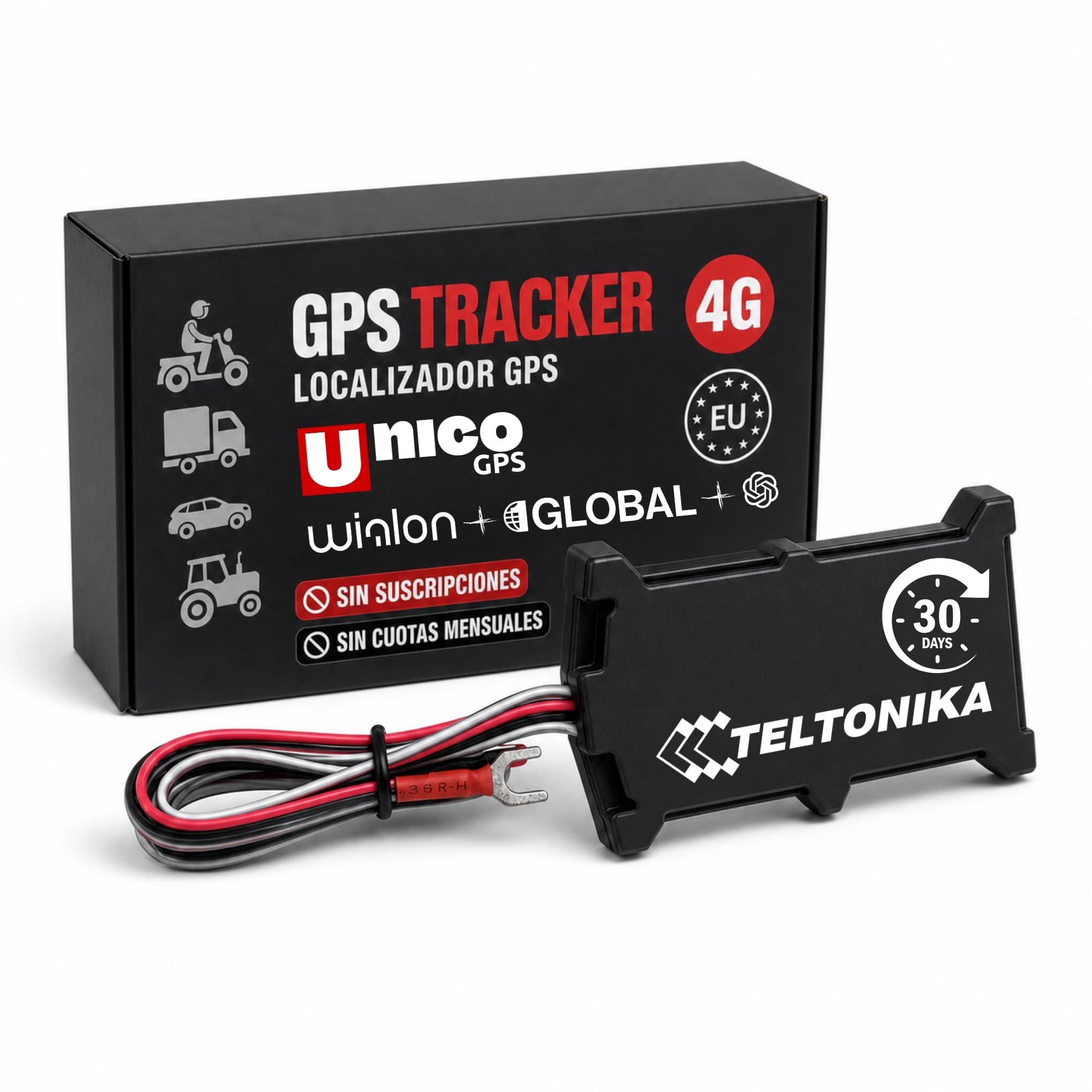 Incluye 1 Mes de Servicio eSIM y Plataforma con Soporte incluidos | Rastreador para Coche 4G | Localizador GPS | Rastreo satelital para Moto camión flotas | GPS Tracker Teltonika Lituania