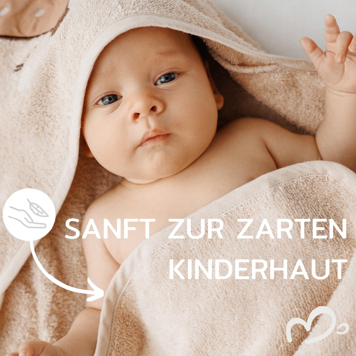 Babyhandtuch mit Kapuze und Waschlappen 100x100 cm – Handtuch Rentier aus 100% Baumwolle - REH Badetuch mit Kapuze - Geschenk Geburt - Baby Erstausstattung Neugeborenen Set
