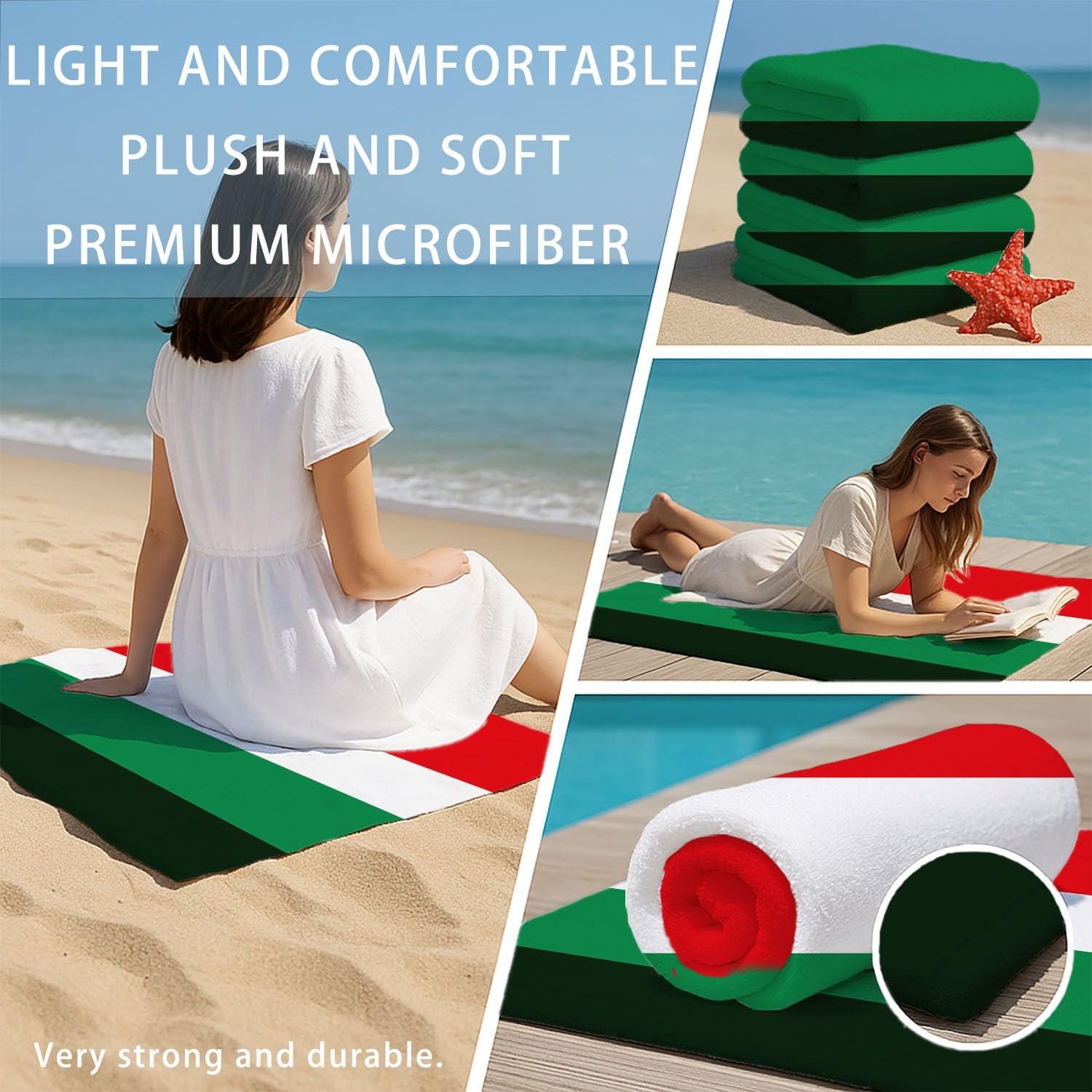 Minimalistisch, Sportlich Strandtuch 230 x 210 cm - Strandtuch trandtuch Leichtdünn Weich Horizontale Streifen, Flat Graphics, Nahtlos,für Strand, Pool, Yoga, Picknick