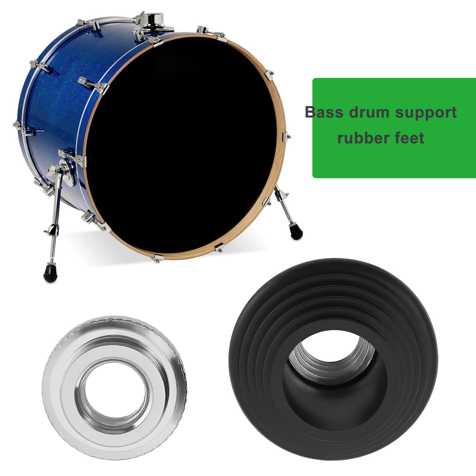 Briny River 12PCS Bass Drum Spur Rubber Feet 1.3x1.18in with Nuts Compatible with Bass Drum Spurs for Another Kinds of Drum Legs of Similar Form - Image 4