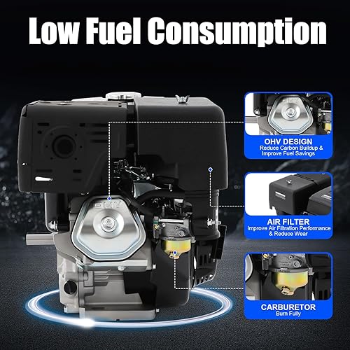 Miniatura 5 de Motor de gas 15HP 420CC 4 tiempos OHV monocilindro horizontal de gasolina motor de gasolina Go Kart Motor de retroceso manual 9KW 3600RPM 190F