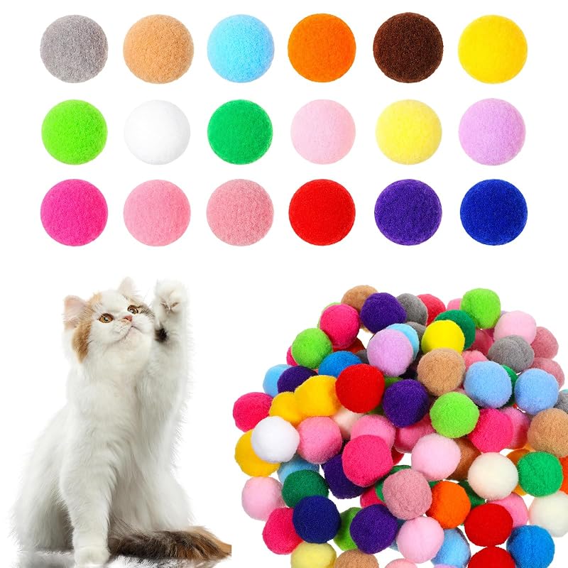 Bolinhas Pompom para Gatos de Poliéster Macio PEOVLVN, 2,54 cm, Pacote com 100