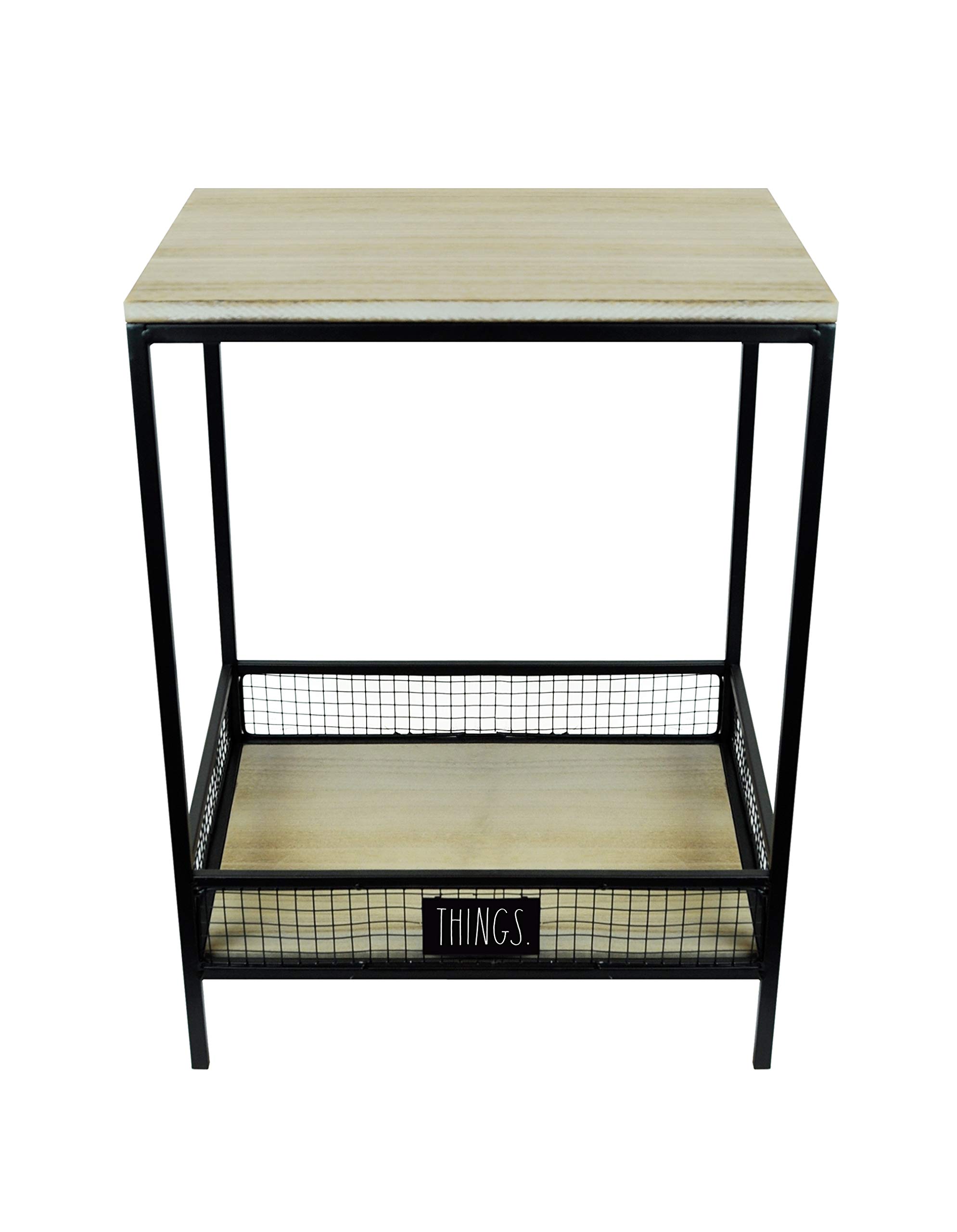 Amazon.com: Rae Dunn Side Table with Basket – Solid Wood and Metal  Construction - Modern, Mid Century, Industrial, or Farmhouse Style - End  Table, Side Table, Nightstand – Home and Office Décor :