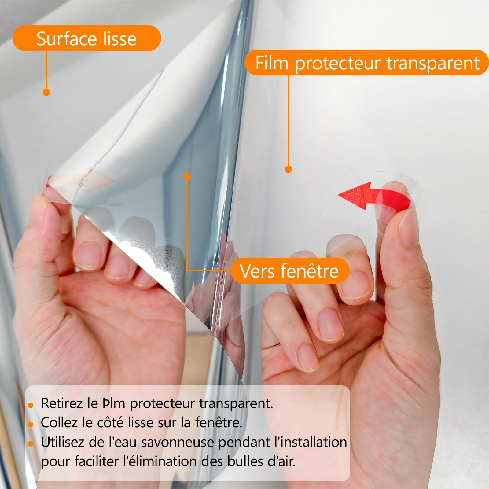 Film Fenêtre Anti Regard Miroir 44,5x200 cm Autocollant Anti UV Anti Chaleur Protection Solaire