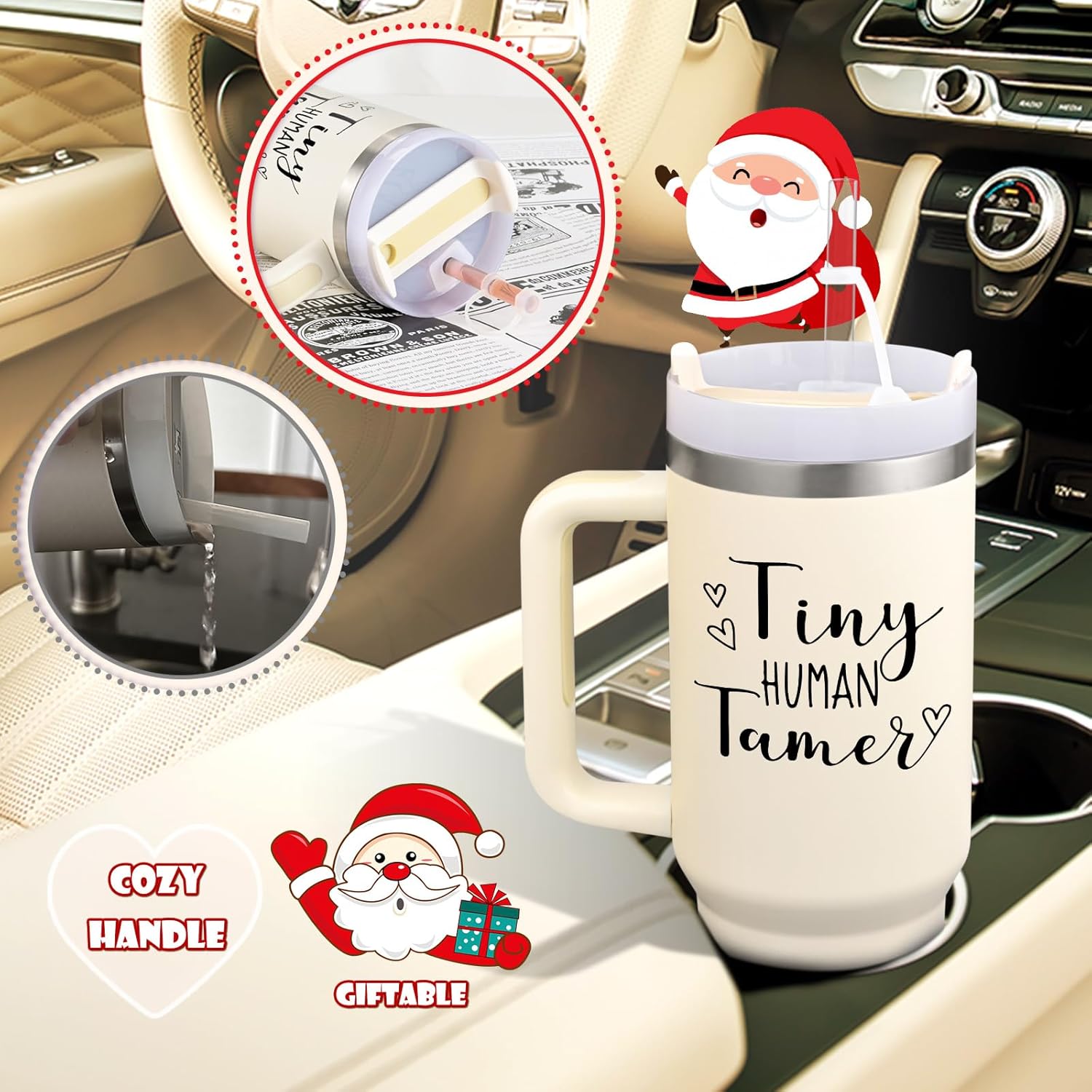 LiqCool Daycare Teacher Gifts, 40 Oz Great Tiny Human Tamer Tumbler, Daycare Provider Gifts for Teacher Appreciation End of Year on Christmas Birthday(Cream) - Image 5