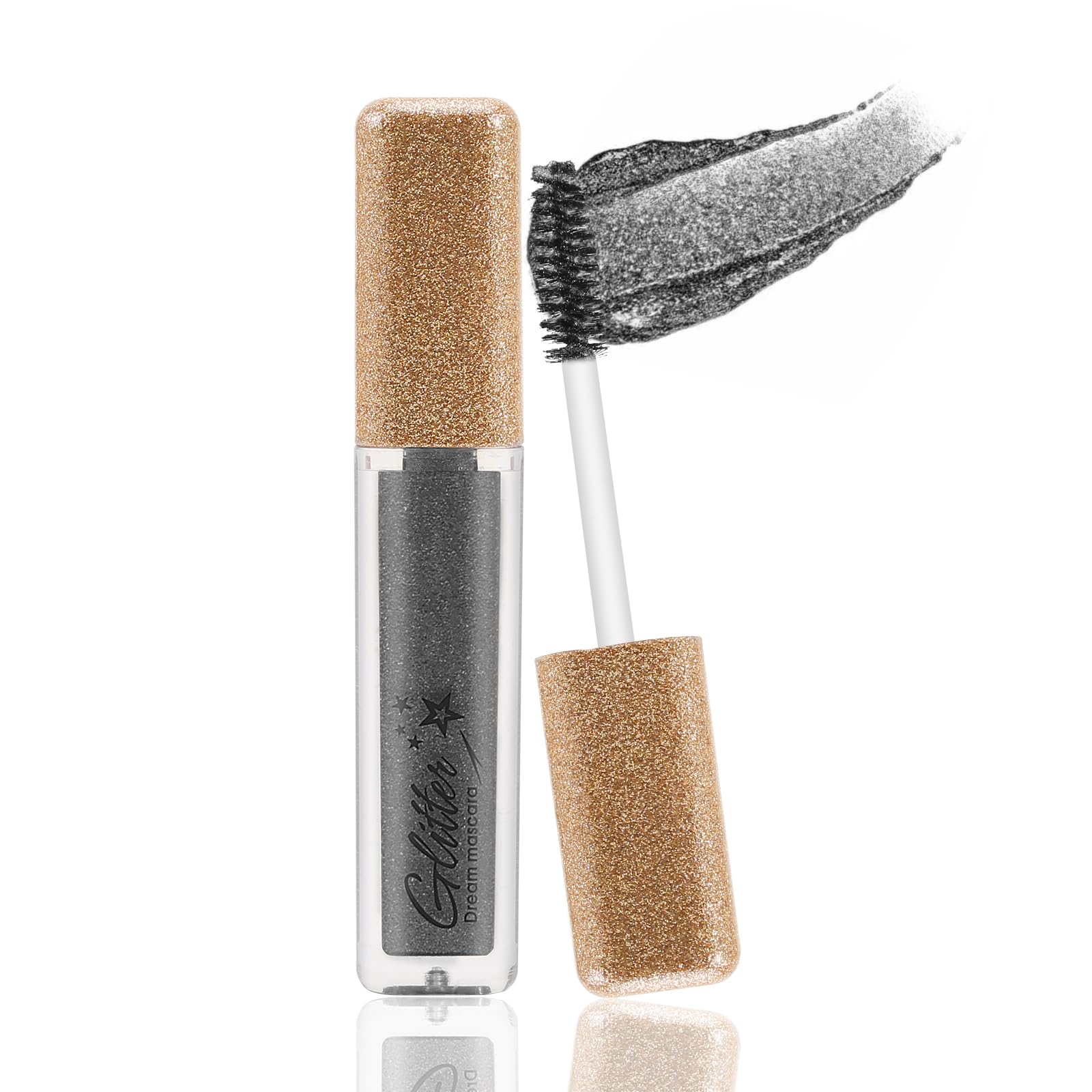 BoobeenGlitter Mascara, Sparkle Diamond Shining Colorful Mascara for Eyelashes, Long Lasting Waterproof Lengthening Volumizing Lash Makeup for Party Wedding