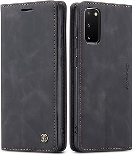SINIANL Samsung Galaxy S20 Case, Galaxy S20 Leather Case, Vintage Wallet Case Book Folding Flip Case with Kickstand Card Holders Slots Magnetic Closure Protective Cover for Galaxy S20 Black