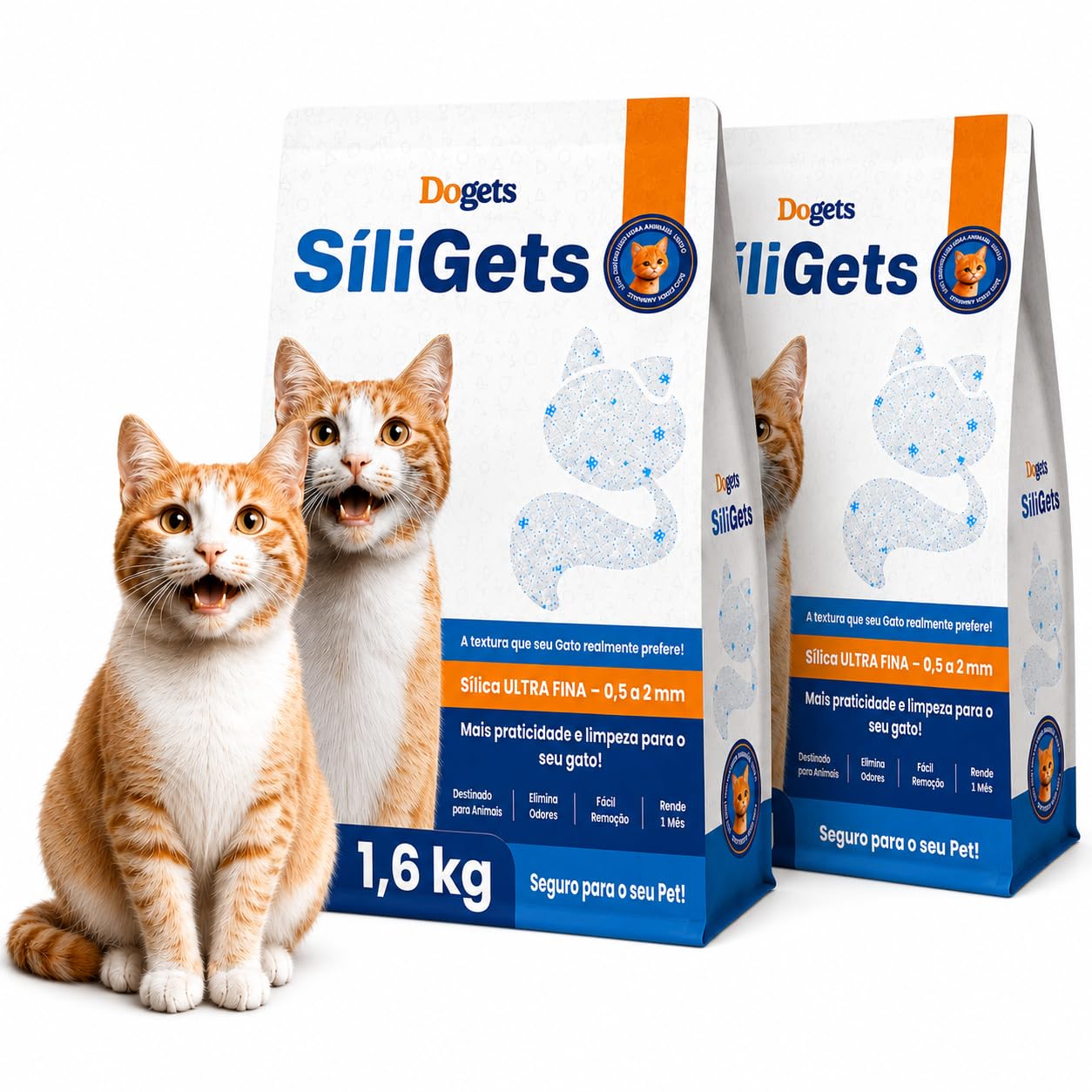 Kit 2 Areia para Gato Higiênica para Gatos Anti Odor Sanitária Extra Fina Areia Silica de