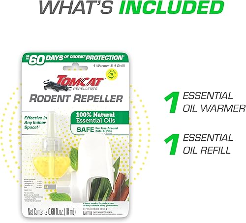 Miniatura 3 de Tomcat Repelente de Roedores con Aceite Esencial Enchufable con Aceite de Citronela, Canela y Menta, 1 Calentador y 1 Recarga Blanca