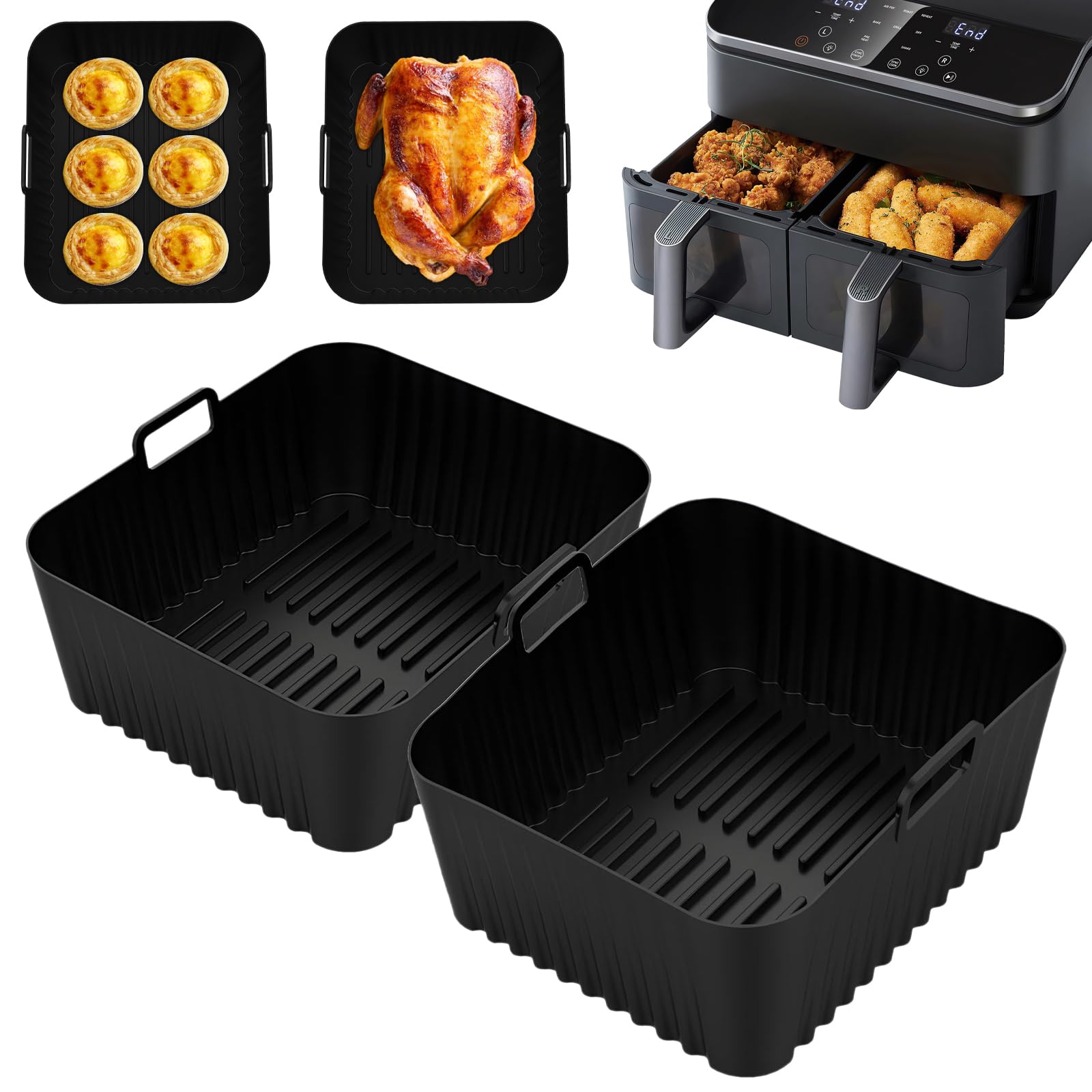 Set Accessori Per Airfryer Cosori Dual Zone 8,5L (CAF-R901-AEU) - Stampi In Silicone, Griglia, Stampo Per Pane E Pinze, Per Friggitrice Ad Aria Calda