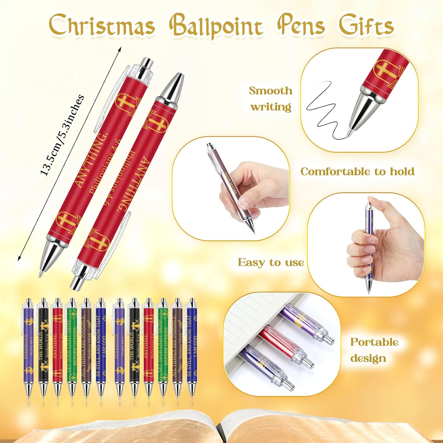 Sayglossy 72 Pcs Christian Bible Verse Pens Bulk Religious Christian Gifts for Women Men Inspirational Retractable Ballpoint Pen Motivational Appreciation Gifts for Coworker Teacher Church Supplies