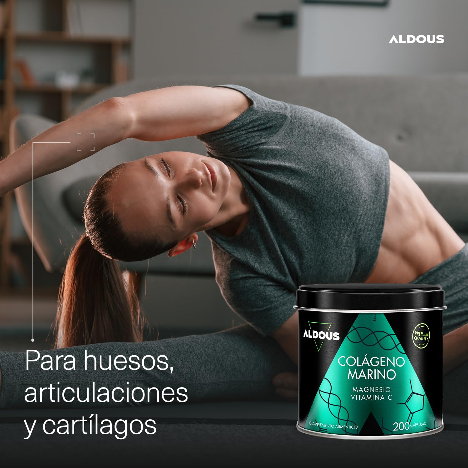 Colágeno Hidrolizado Puro con Magnesio y Vitamina C - 200 Cápsulas - Colágeno Marino Hidrolizado Naticol - Cabello, Piel y Uñas - Huesos y Articulaciones - Colageno con Magnesio - ALDOUS