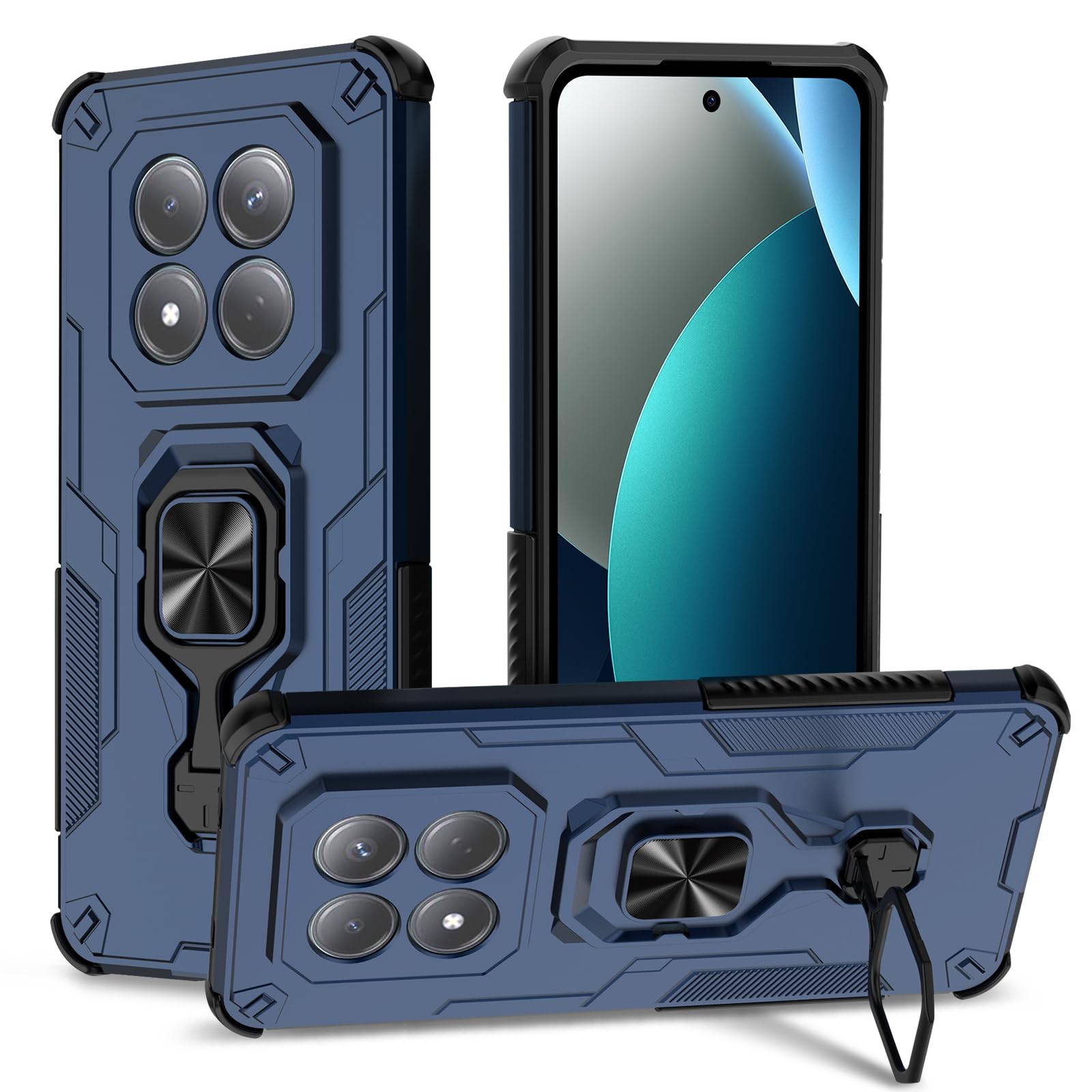 Funda para Samsung Galaxy A13 4G con Cristal Templado Protector Pantalla, Carcasa Antigolpes con Soporte anular metálico, Case Protectora de Grado Militar, Negro — view 87