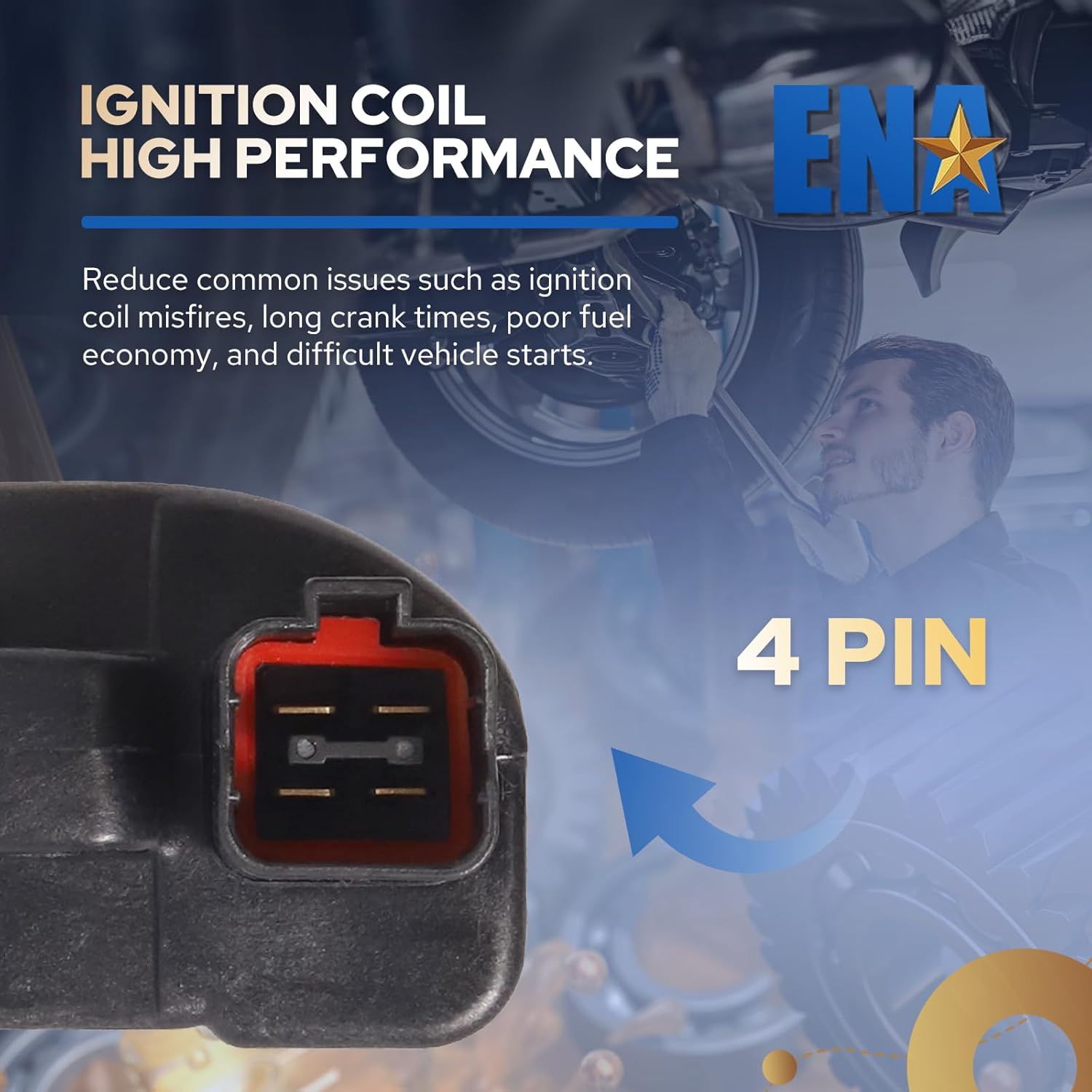 ENA Set of 1 Ignition Coil Pack Compatible with Honda Accord 1994 1995 1996 1997 (TEC Distributor) Prelude 1997 1998 1999 2000 2001 L4 2.2L Replacement for 30520PT9A02 UF205
