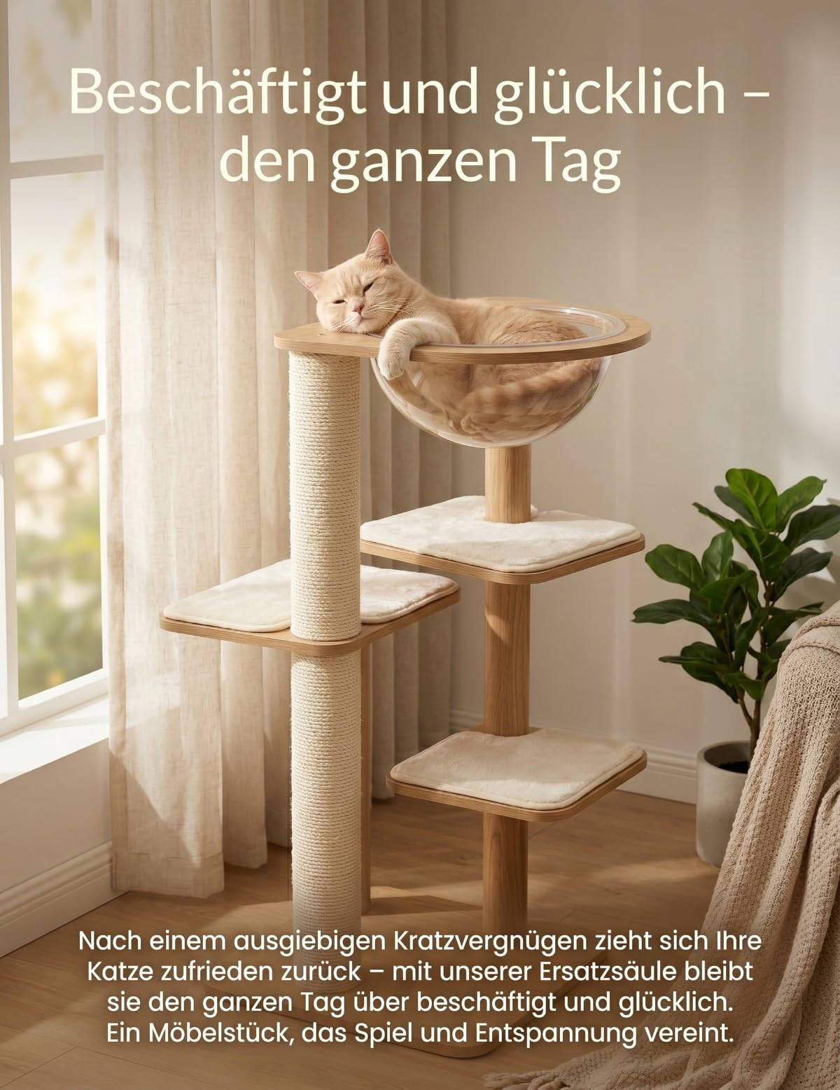 kratzbaum ersatzstamm M8 sisalstamm katzenbaum ersatzteil 2er | Zwei dicke Natursisal-Säulen für Katzenmöbel. Passend für Ø 8cm Zylinder & M8 Schraubgewinde. Robustes sisalseil zum Basteln.