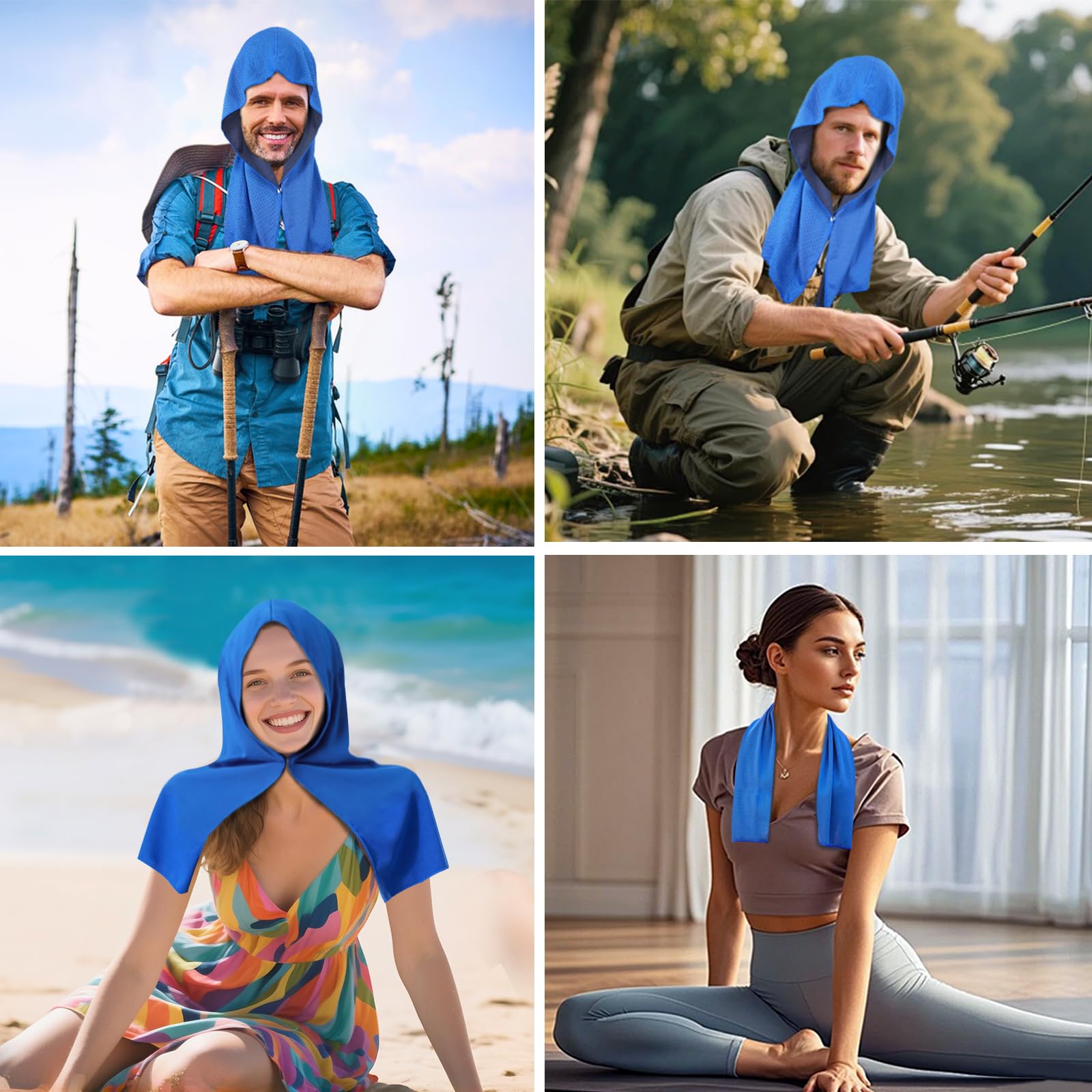 Toalla Refrescante Deporte, Pañuelo Cabeza Deporte Toallas Refrescantes, Microfibra Toalla Refrescante con Capucha, Toallas de Refrigeración para Cuello y Cara para Deporte, Camping, Playa, Aire Libre