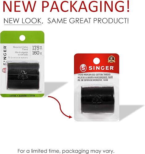 Miniatura 6 de SINGER 65051 - Hilo de coser de algodón mercerizado, 175 yardas, color negro, tamaño 50