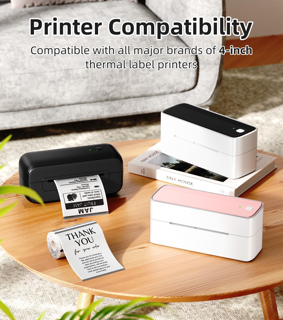 Phomemo Étiquettes Nouvelle Sortie Transparentes 4x6" 100 Étiquettes/Rouleau, Compatibles avec Les Imprimantes D'étiquettes 4 pouces MUNBYN, Phomemo, Polono, étiquettes